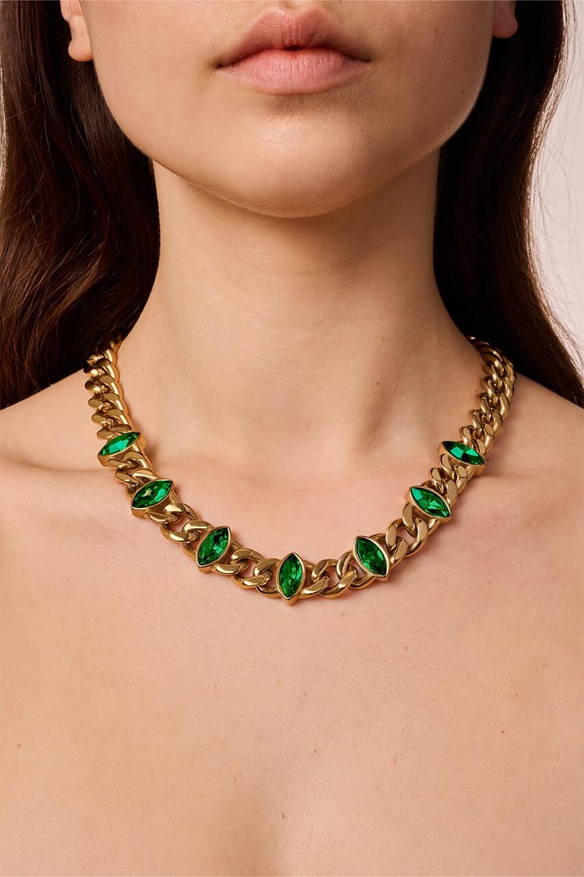 Dyrberg Kern Dyrberg/Kern Punica Necklace, Color: Gold/Green, Onesize, Women