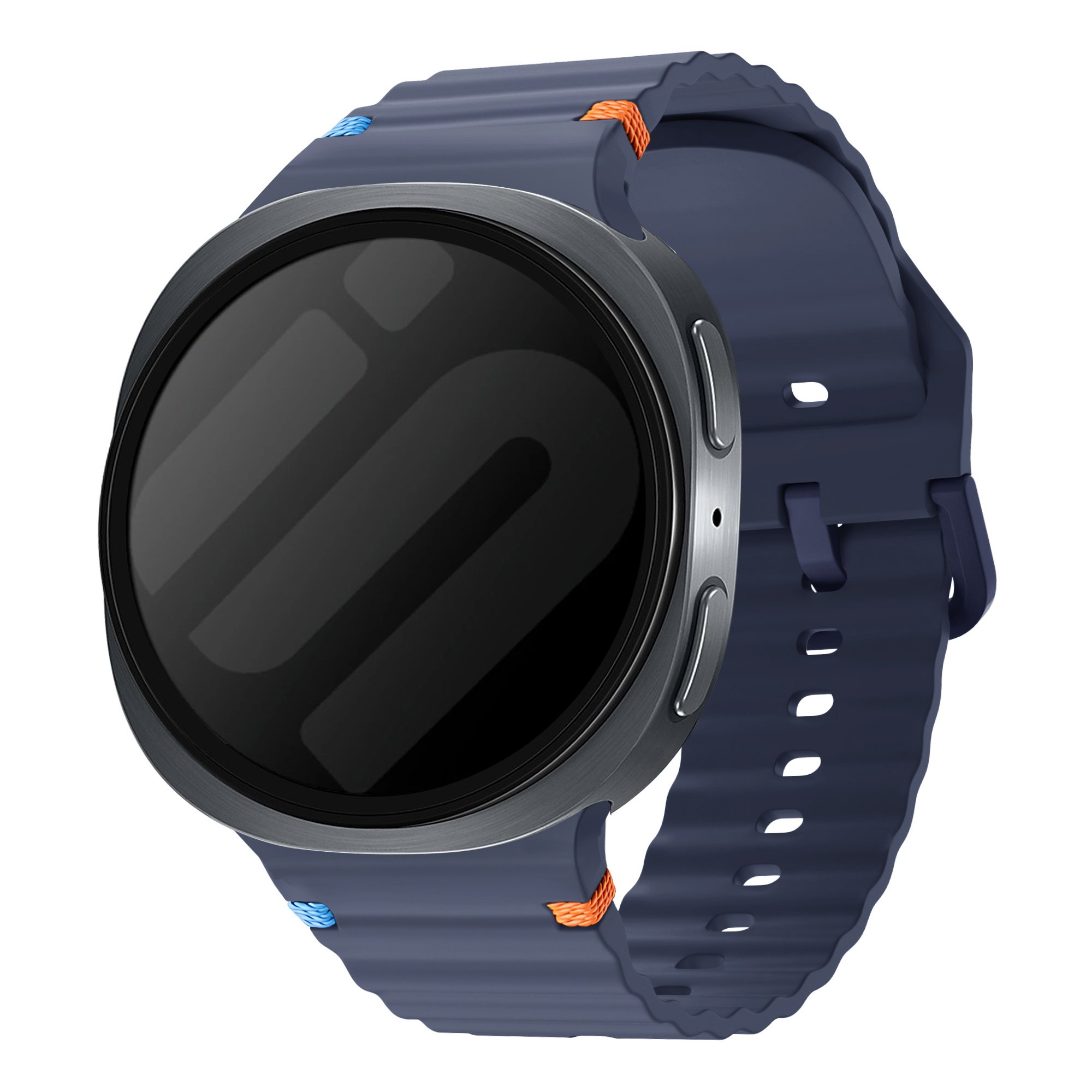 Strap-it Samsung Galaxy Watch 8 - 40mm wave siliconen bandje (donkerblauw)