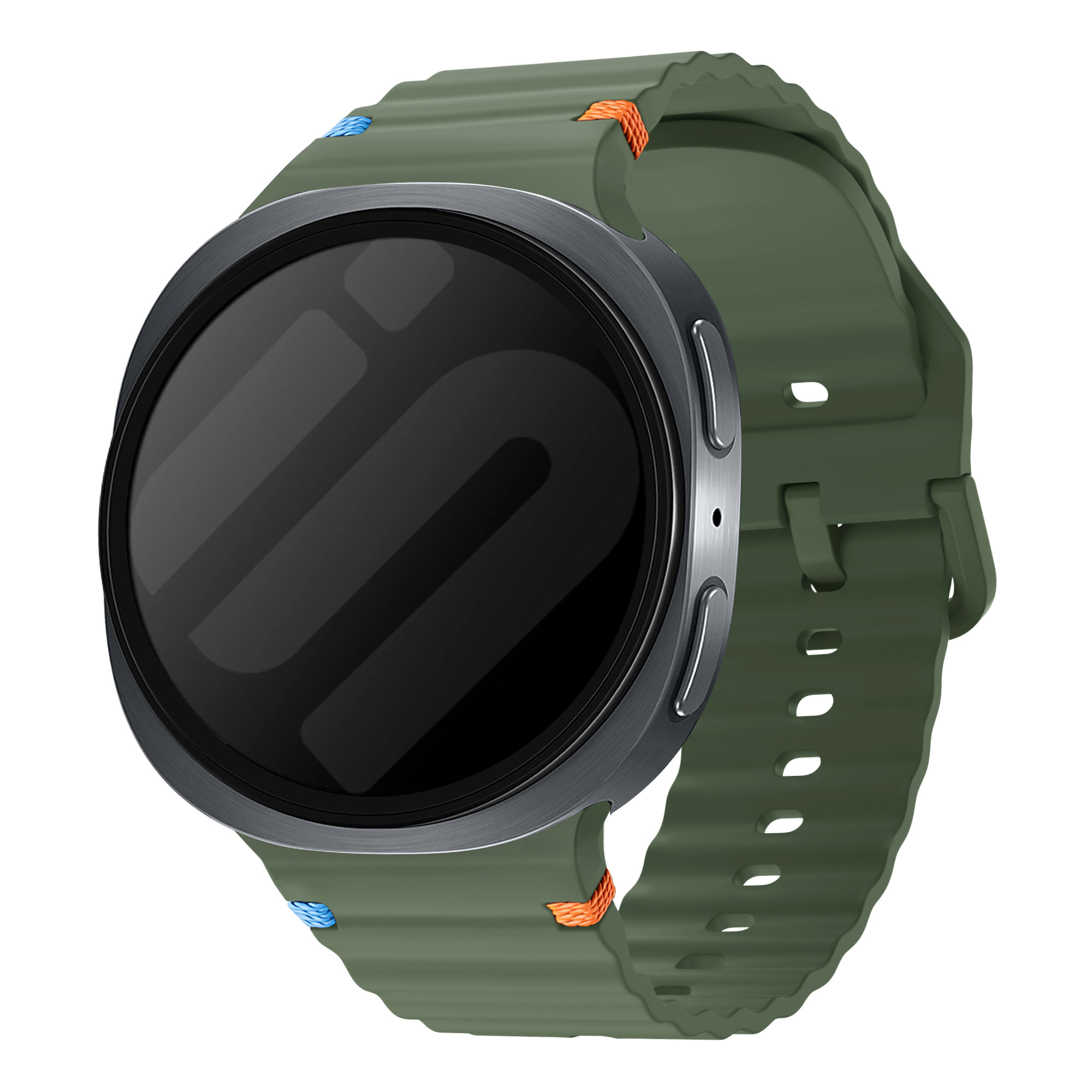 Strap-it Samsung Galaxy Watch 8 - 44mm wave siliconen bandje (legergroen)