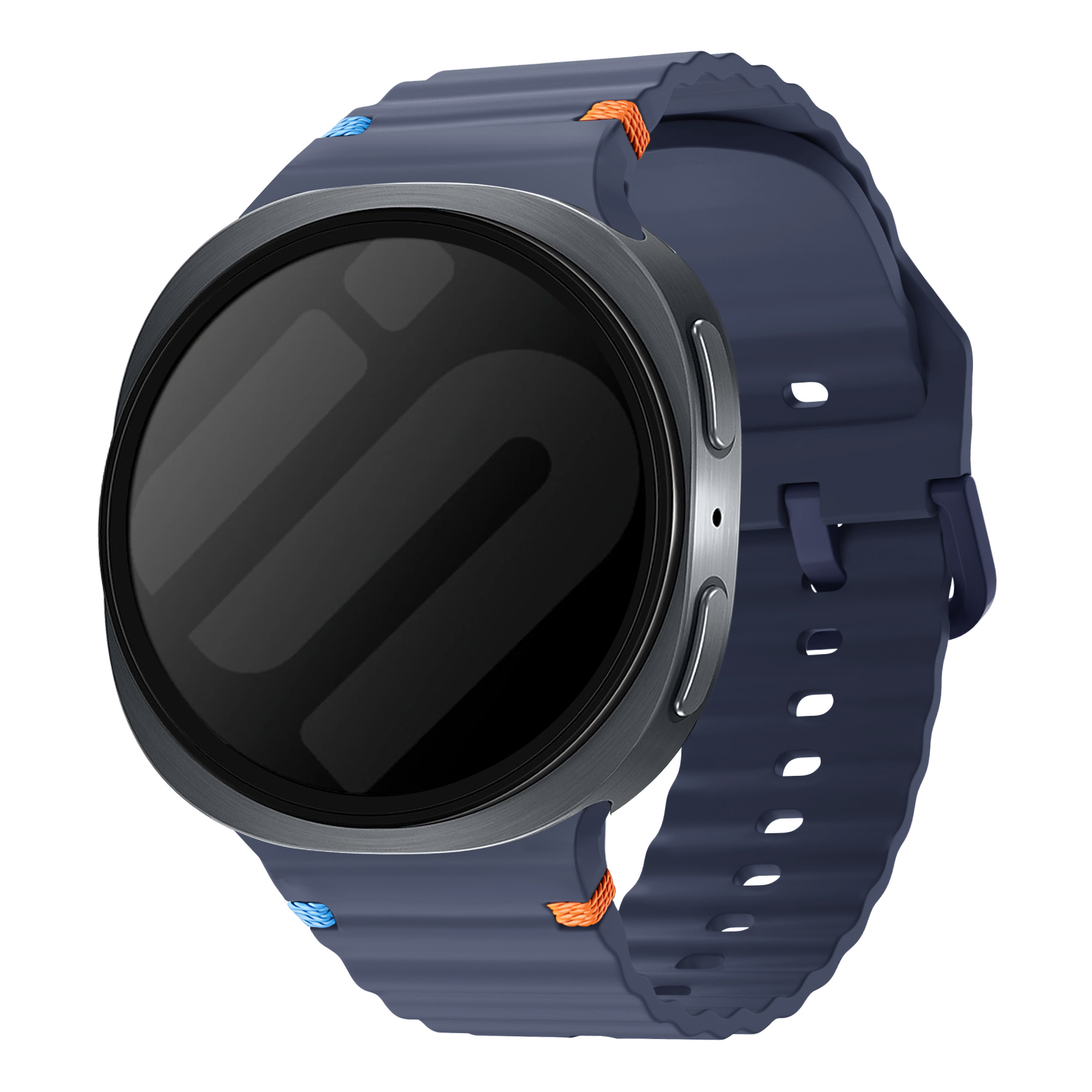 Strap-it Samsung Galaxy Watch 8 - 44mm wave siliconen bandje (donkerblauw)