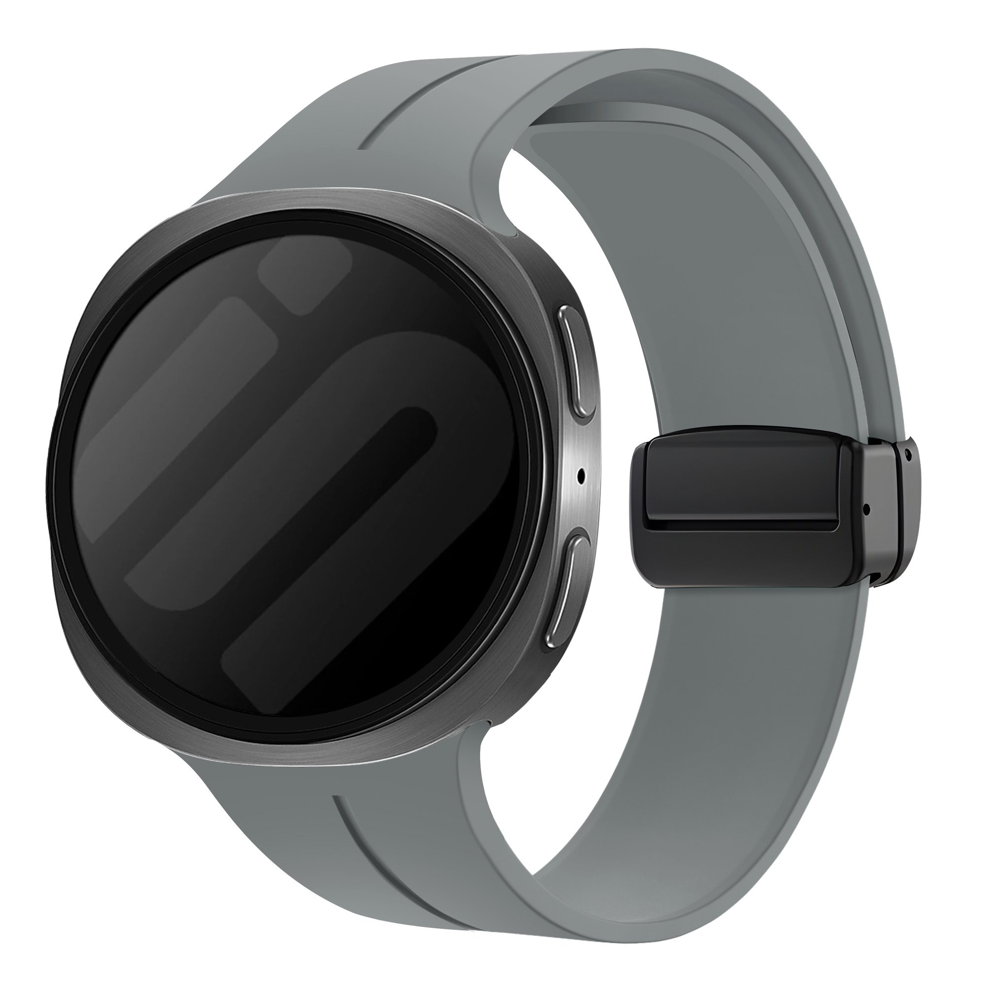 Strap-it Samsung Galaxy Watch 8 - 40mm D-buckle siliconen bandje (donkergrijs)