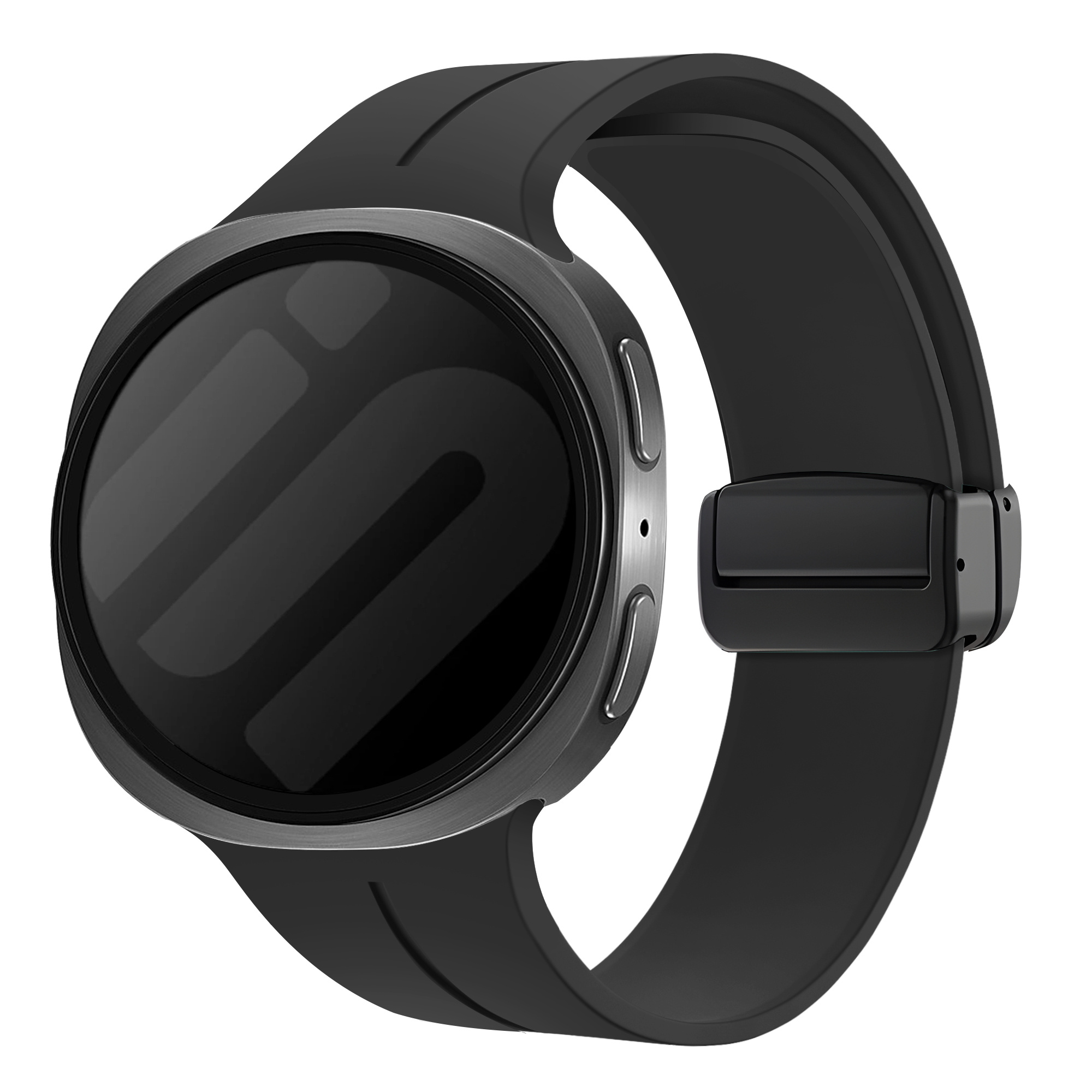 Strap-it Samsung Galaxy Watch 8 - 44mm D-buckle siliconen bandje (zwart)