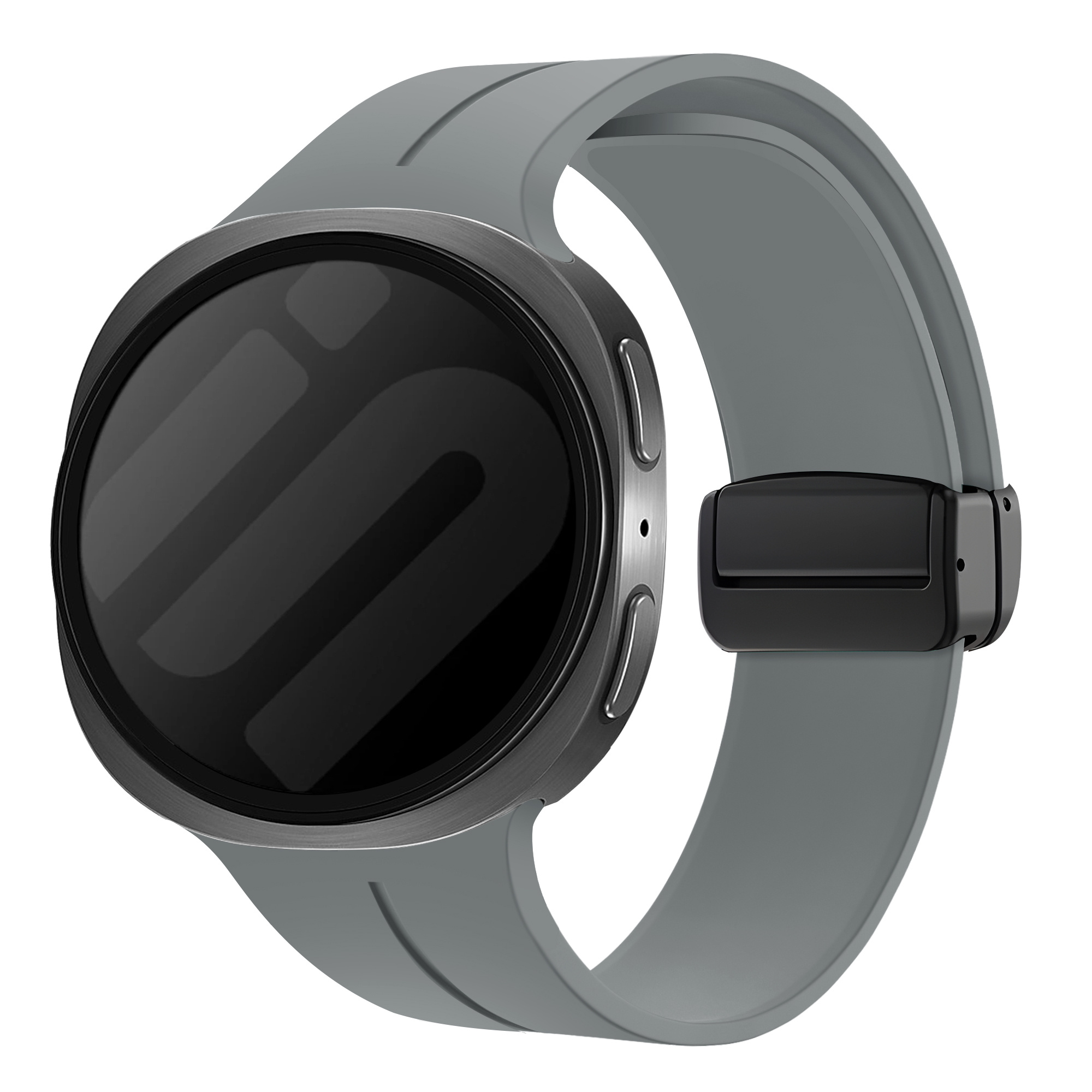 Strap-it Samsung Galaxy Watch 8 - 44mm D-buckle siliconen bandje (donkergrijs)