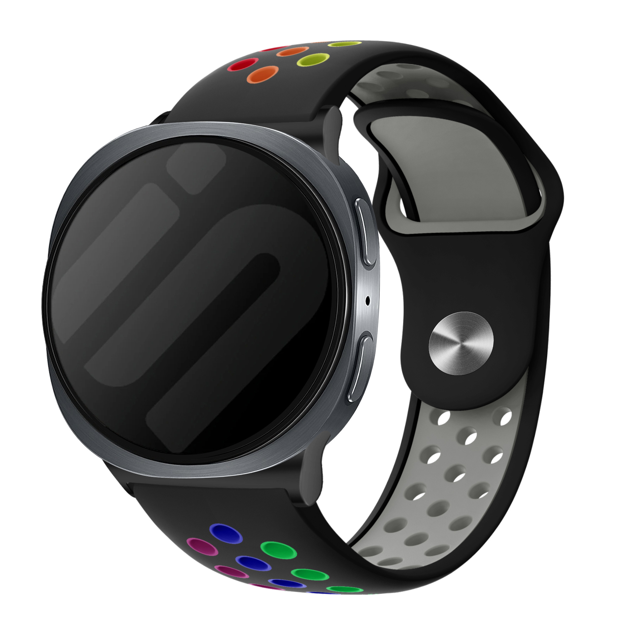 Strap-it Samsung Galaxy Watch 8 - 40mm sport bandje (zwart/kleurrijk)