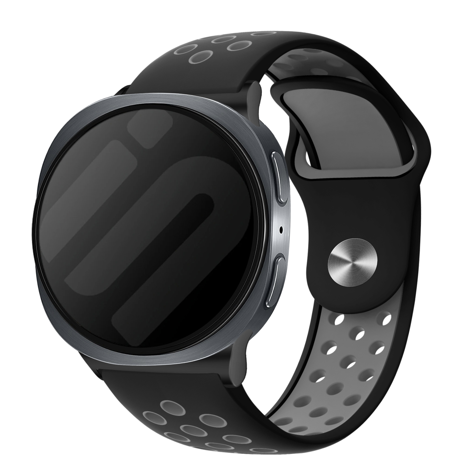 Strap-it Samsung Galaxy Watch 8 - 44mm sport bandje (zwart/grijs)