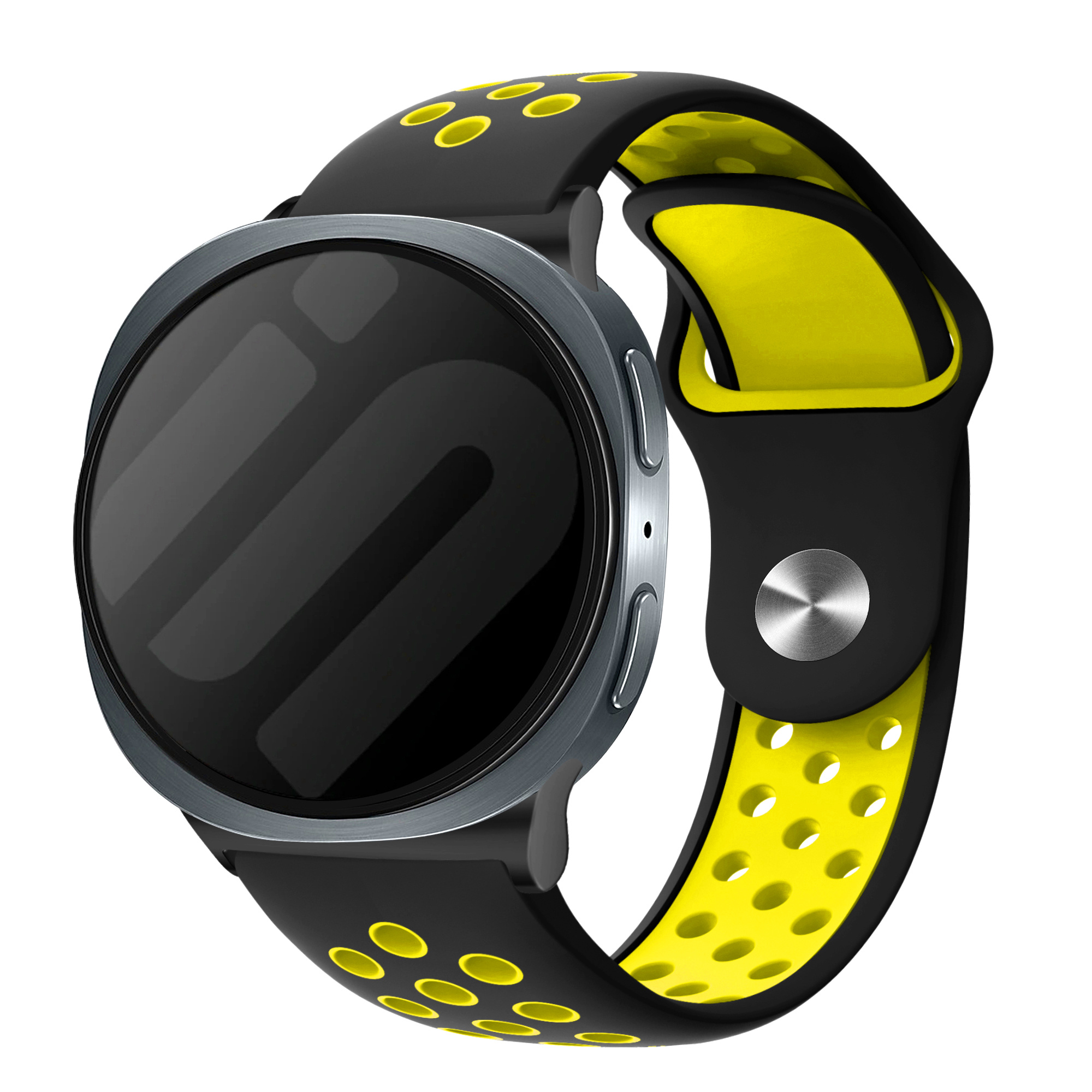 Strap-it Samsung Galaxy Watch 8 - 44mm sport bandje (zwart/geel)