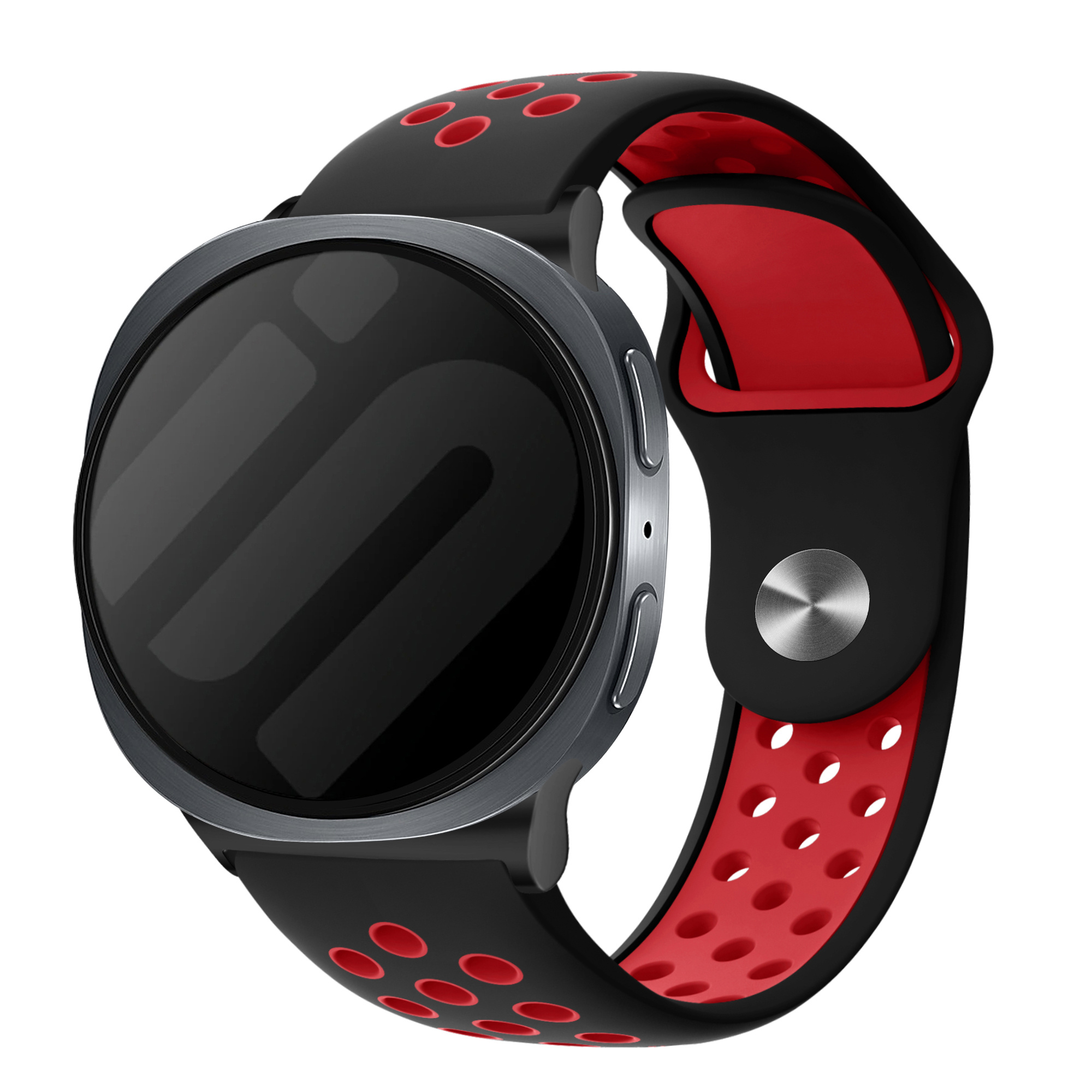 Strap-it Samsung Galaxy Watch 8 Classic sport bandje (zwart/rood)