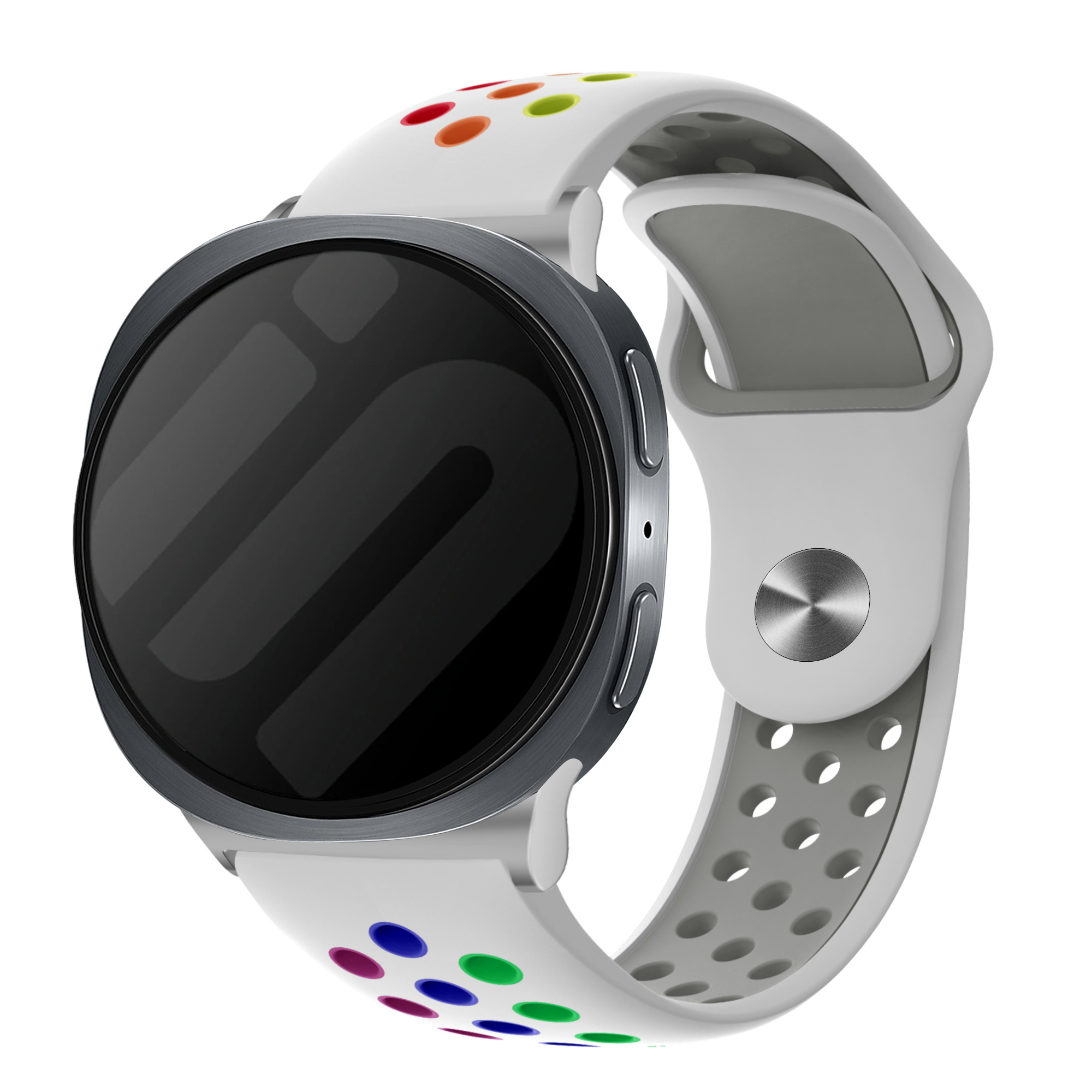 Strap-it Samsung Galaxy Watch 8 Classic sport bandje (wit/kleurrijk)