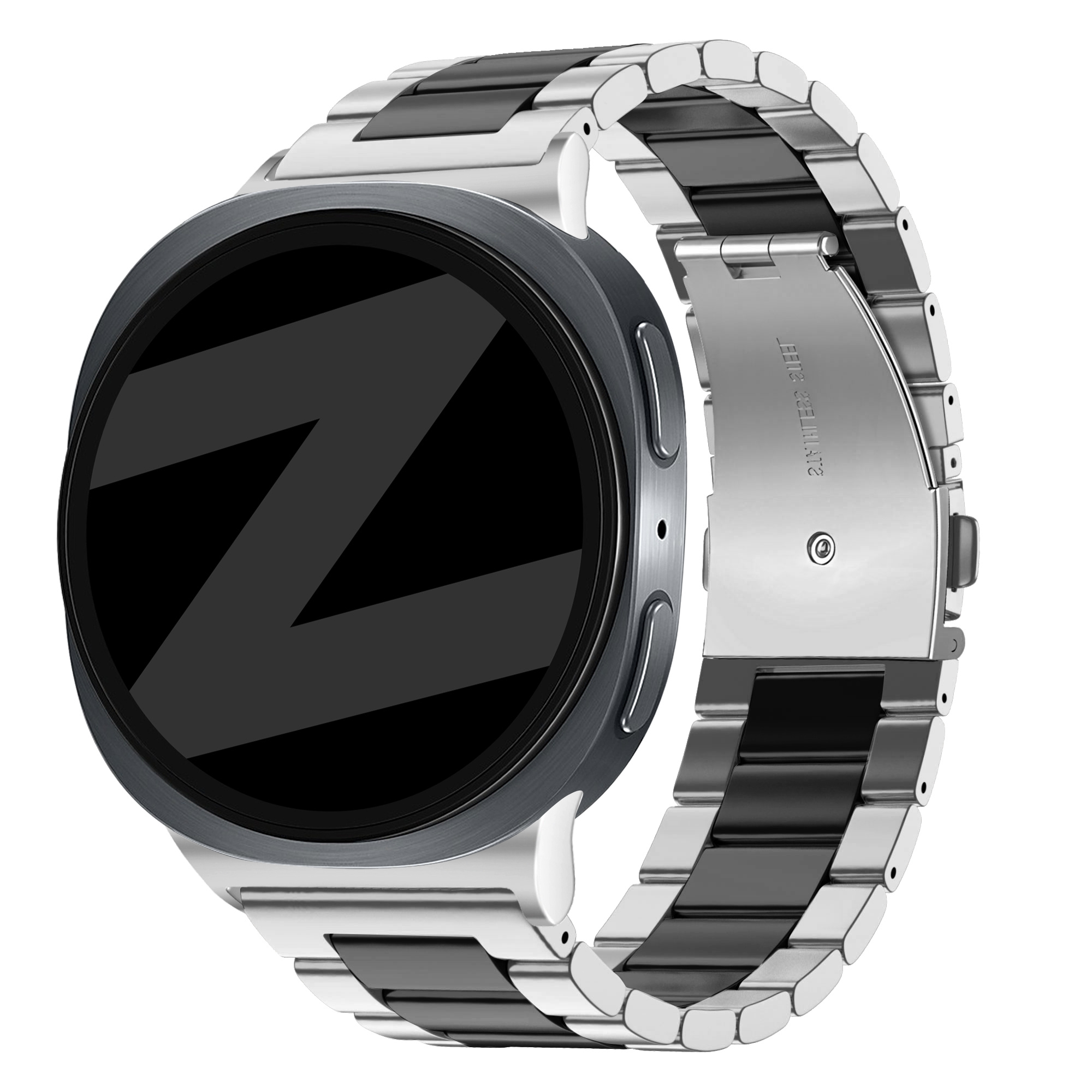 Bandz Samsung Galaxy Watch 8 Classic stalen band 'Classic' (zilver/zwart)