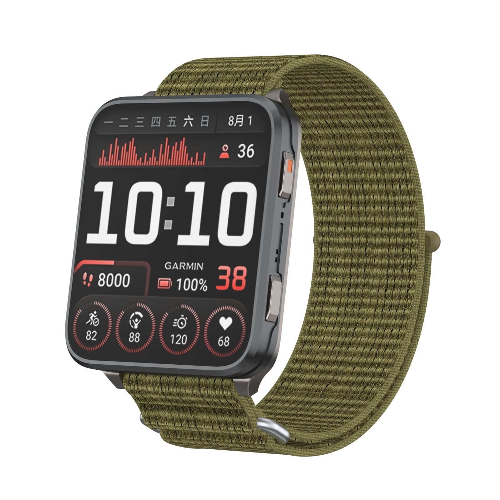 Strap-it Garmin Venu X1 nylon bandje (olijfgroen)