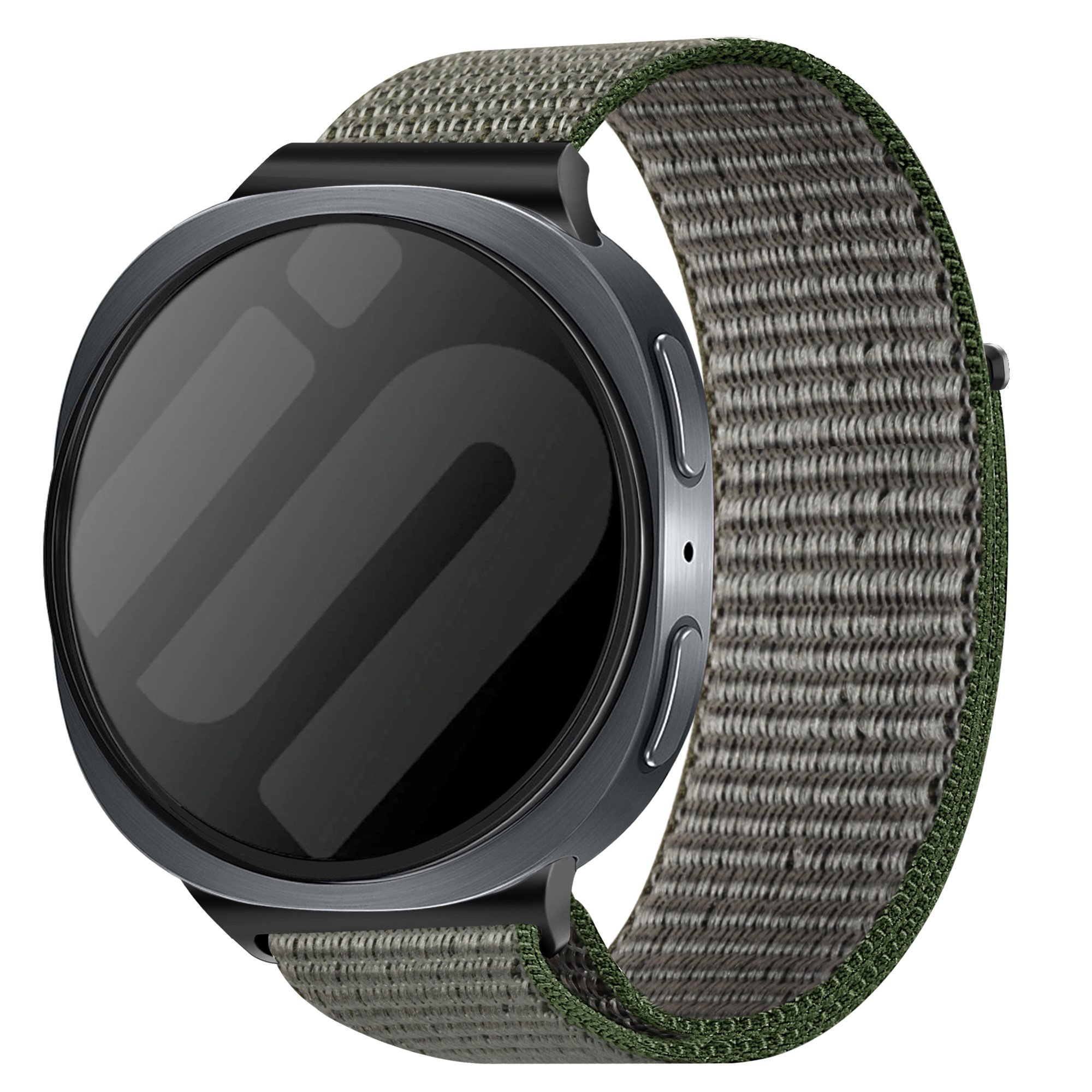 Strap-it Samsung Galaxy Watch 8 - 44mm nylon bandje (olijfgroen)