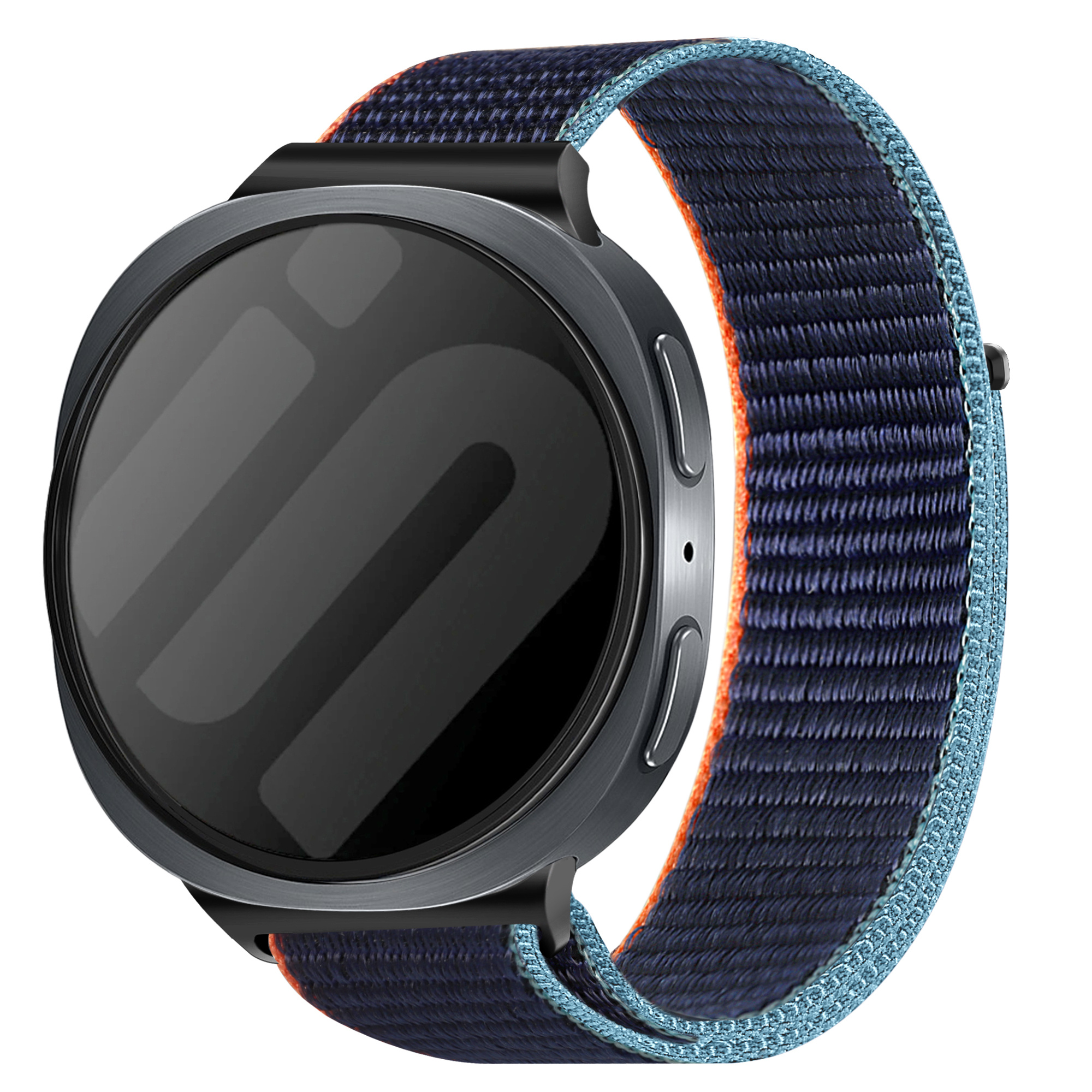 Strap-it Samsung Galaxy Watch 8 Classic nylon bandje (donkerblauw mix)