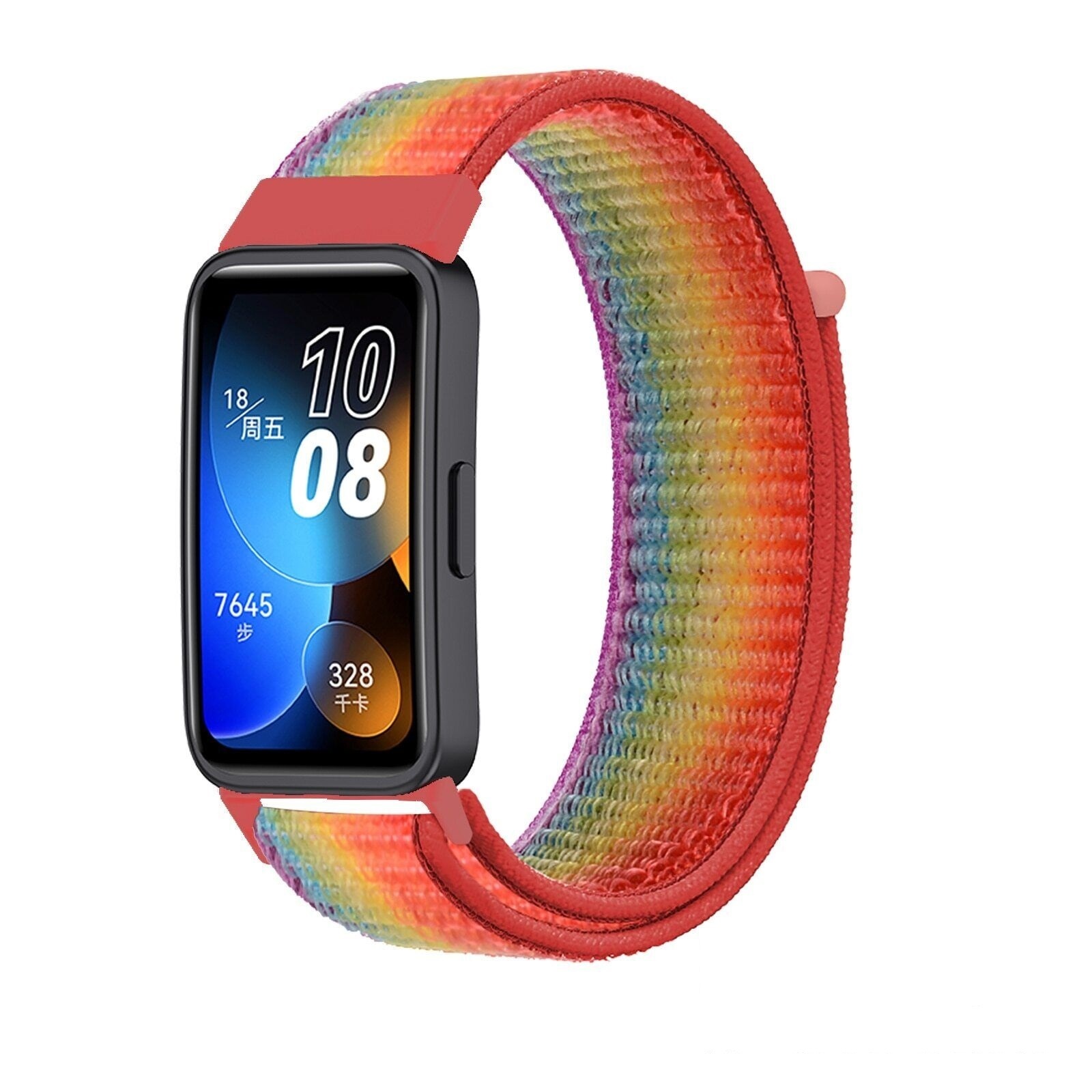 Strap-it Huawei Band 9 nylon bandje (regenboog)