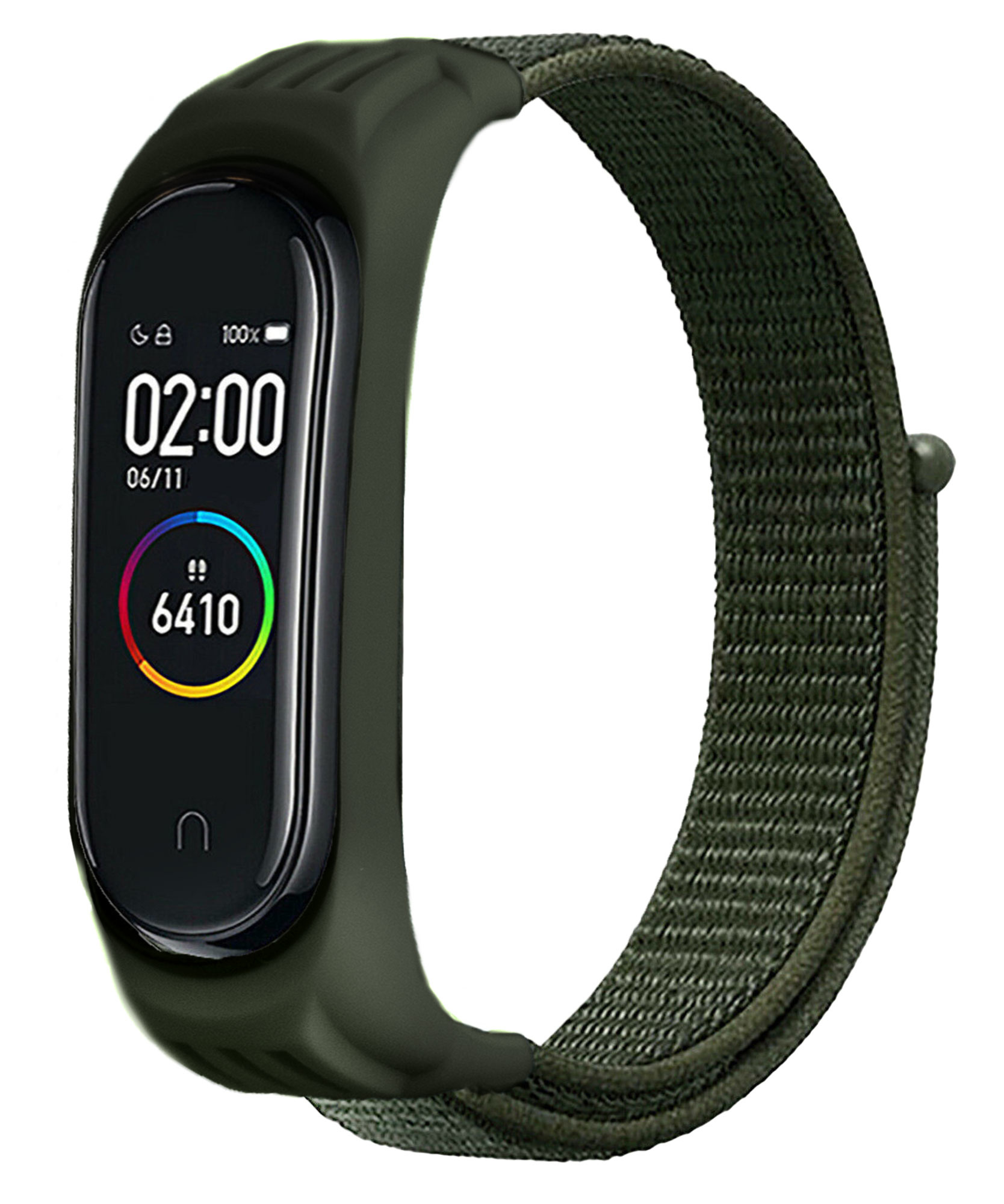Strap-it Xiaomi Mi Band 6 nylon bandje (legergroen)