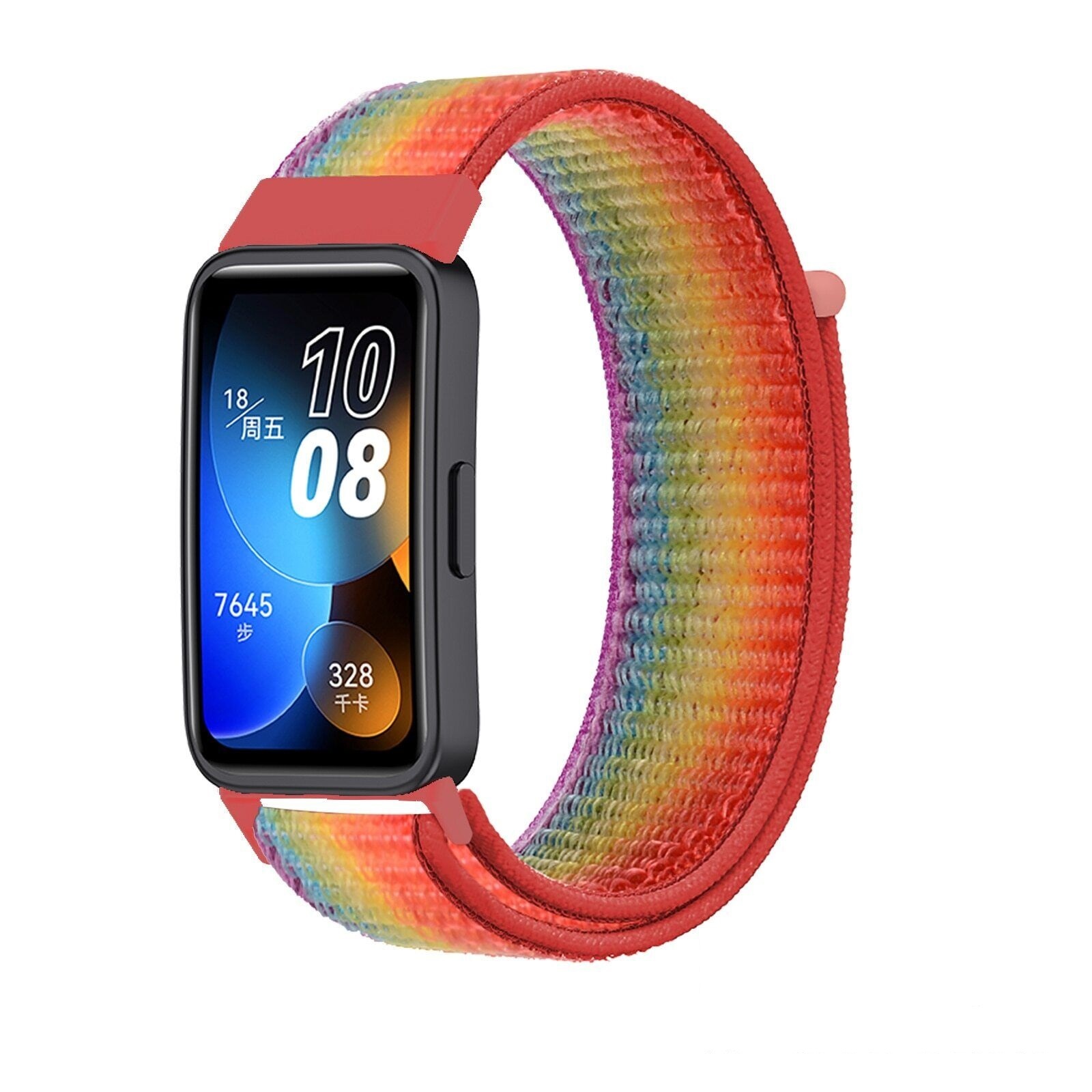 Strap-it Huawei Band 8 nylon bandje (regenboog)