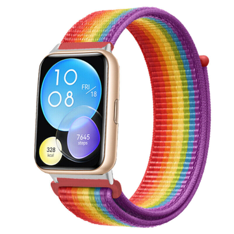 Strap-it Huawei Watch Fit 2 nylon bandje (regenboog)