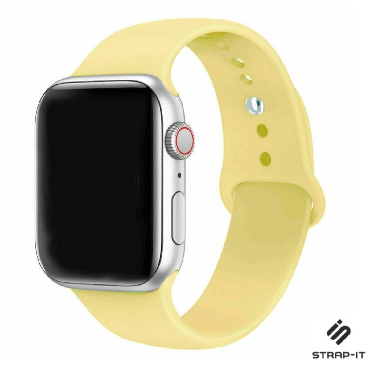 Strap-it Apple Watch 8 silicone band (geel)