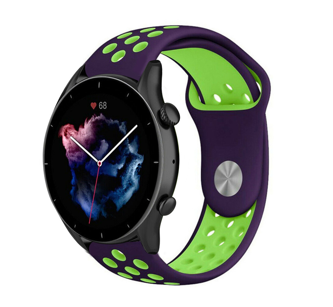 Strap-it Amazfit GTR 3 (Pro) sport band (paars/groen)