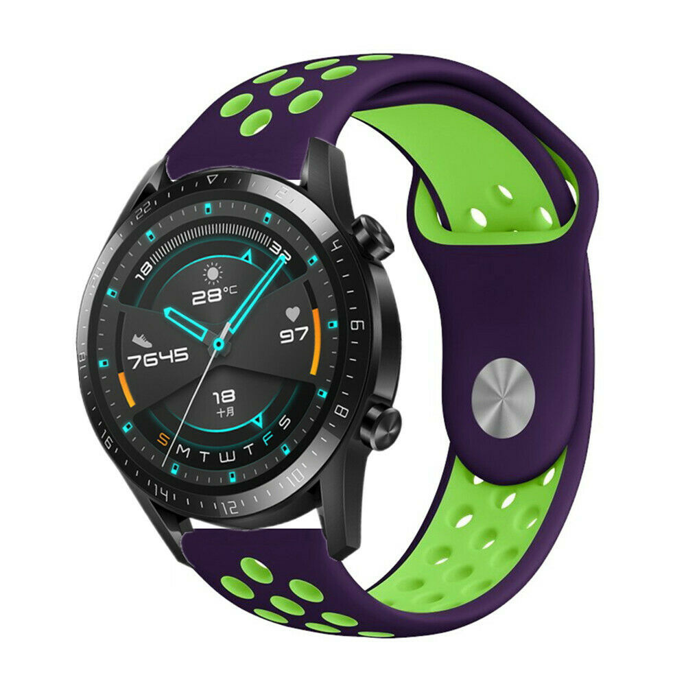 Strap-it Huawei Watch GT 2 sport band (paars/groen)