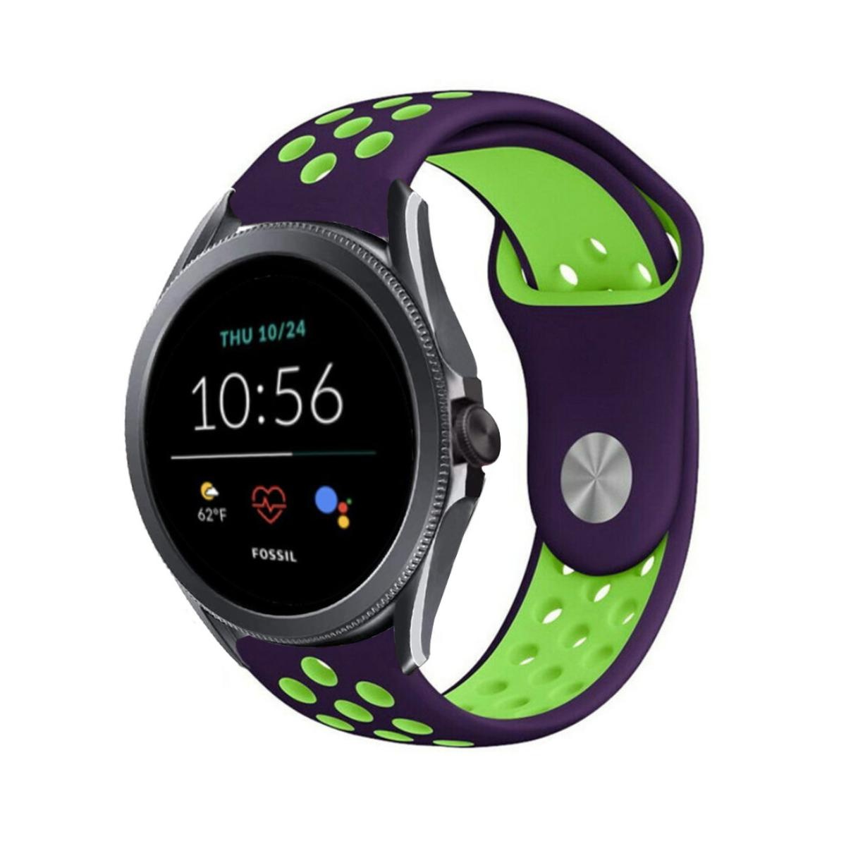 Strap-it Fossil Gen 5e - 44mm sport band (paars/groen)