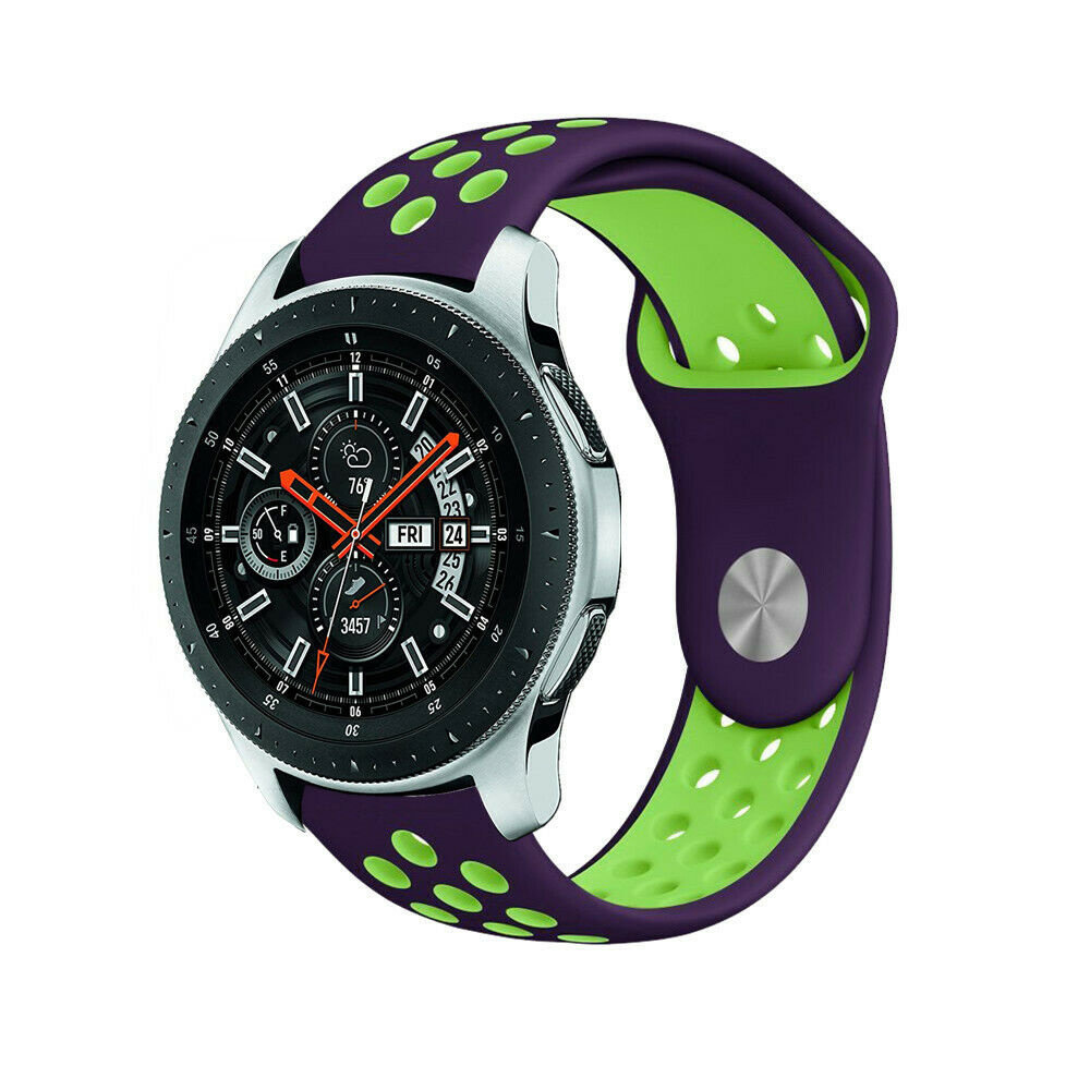 Strap-it Samsung Galaxy Watch sport band 46mm (paars/geel)