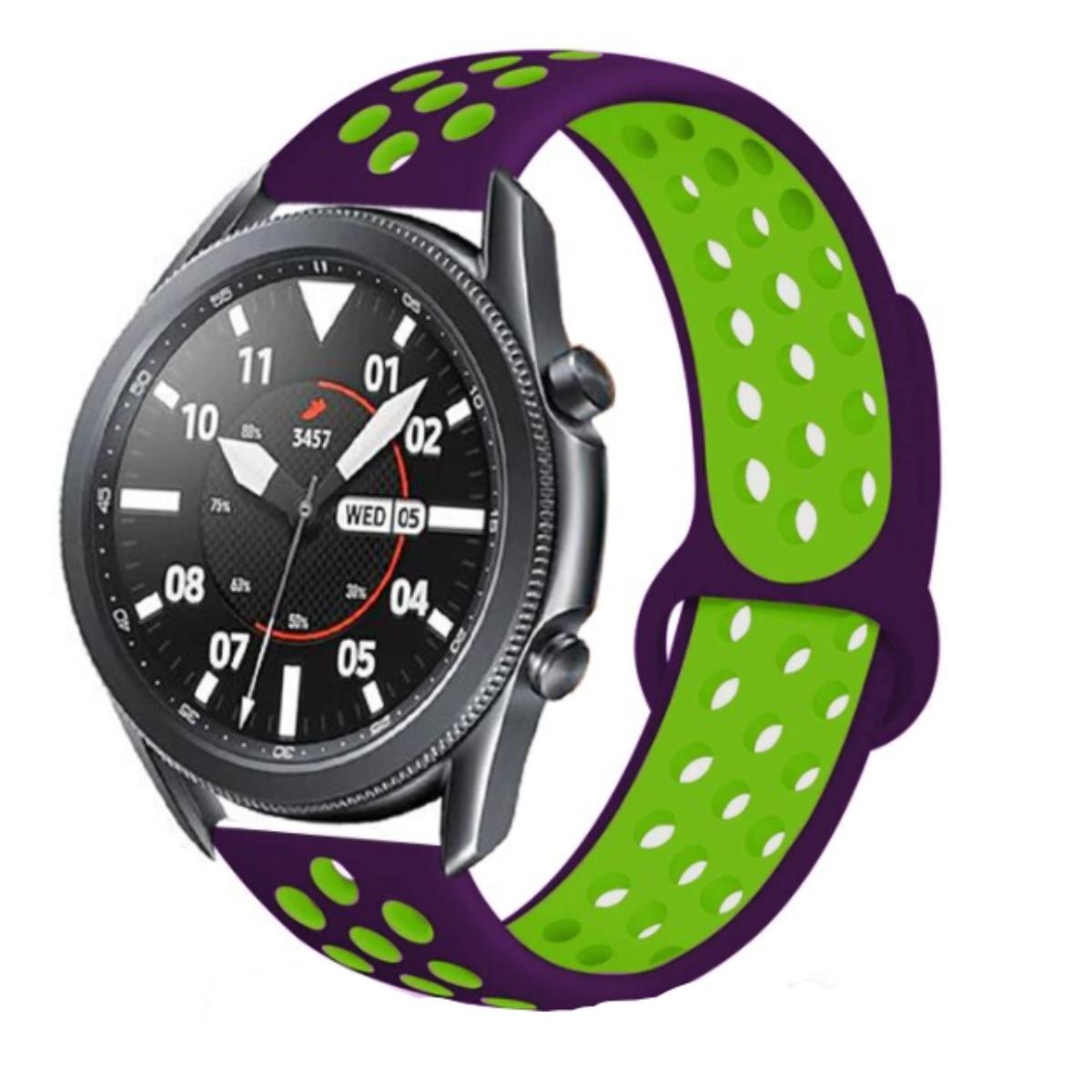 Strap-it Samsung Galaxy Watch 3 sport band 45mm (paars/groen)