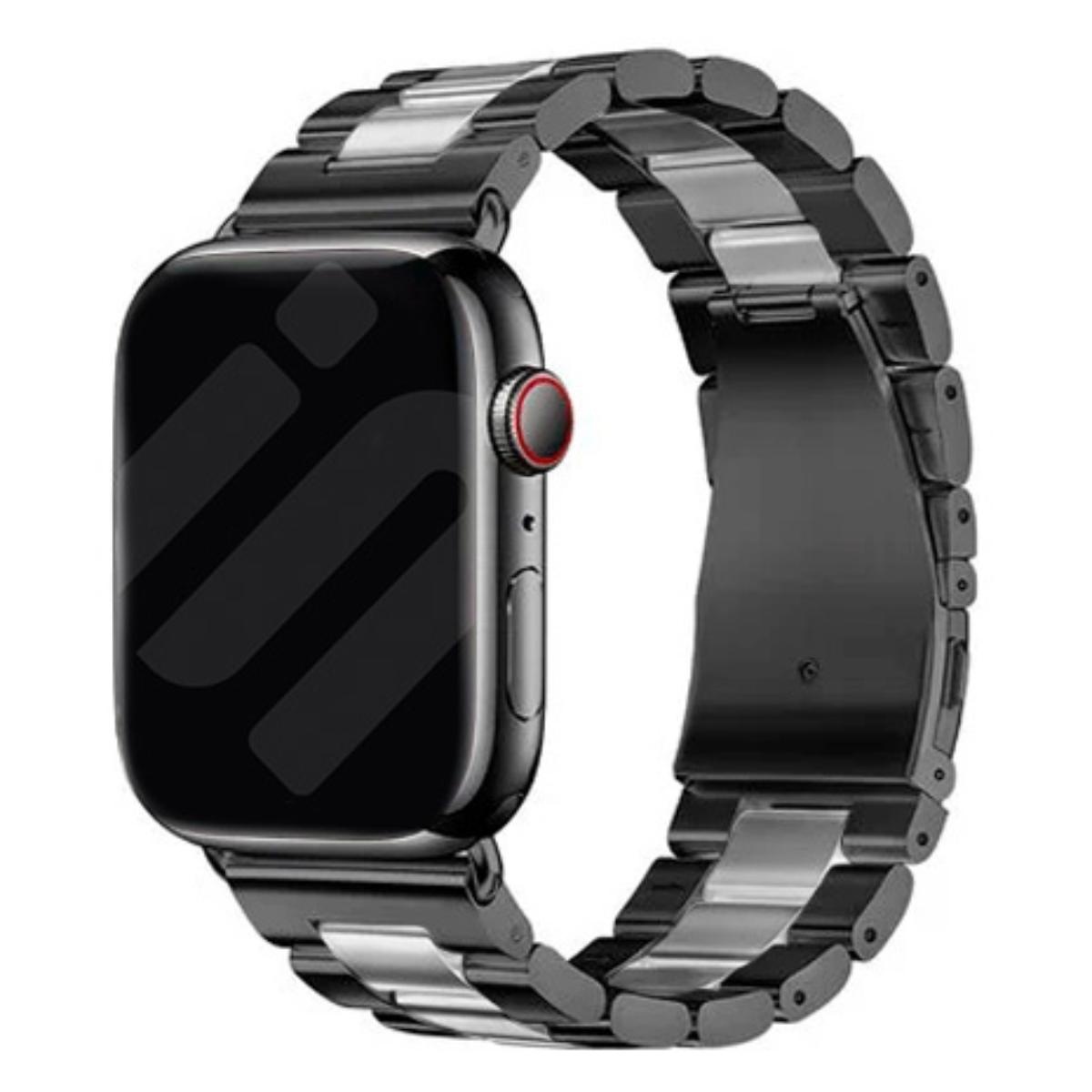 Strap-it Apple Watch 8 stalen band (zwart/zilver)