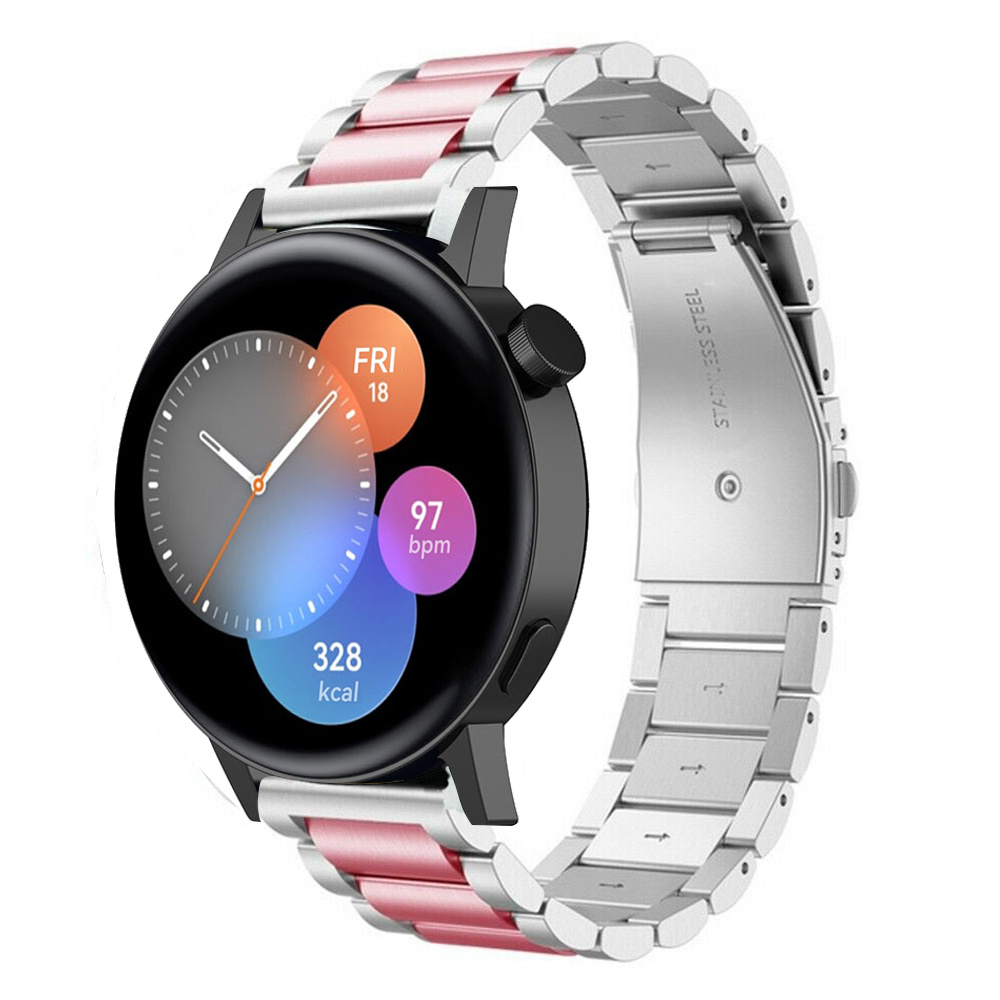 Strap-it Huawei Watch GT 3 42mm stalen band (zilver/roze)