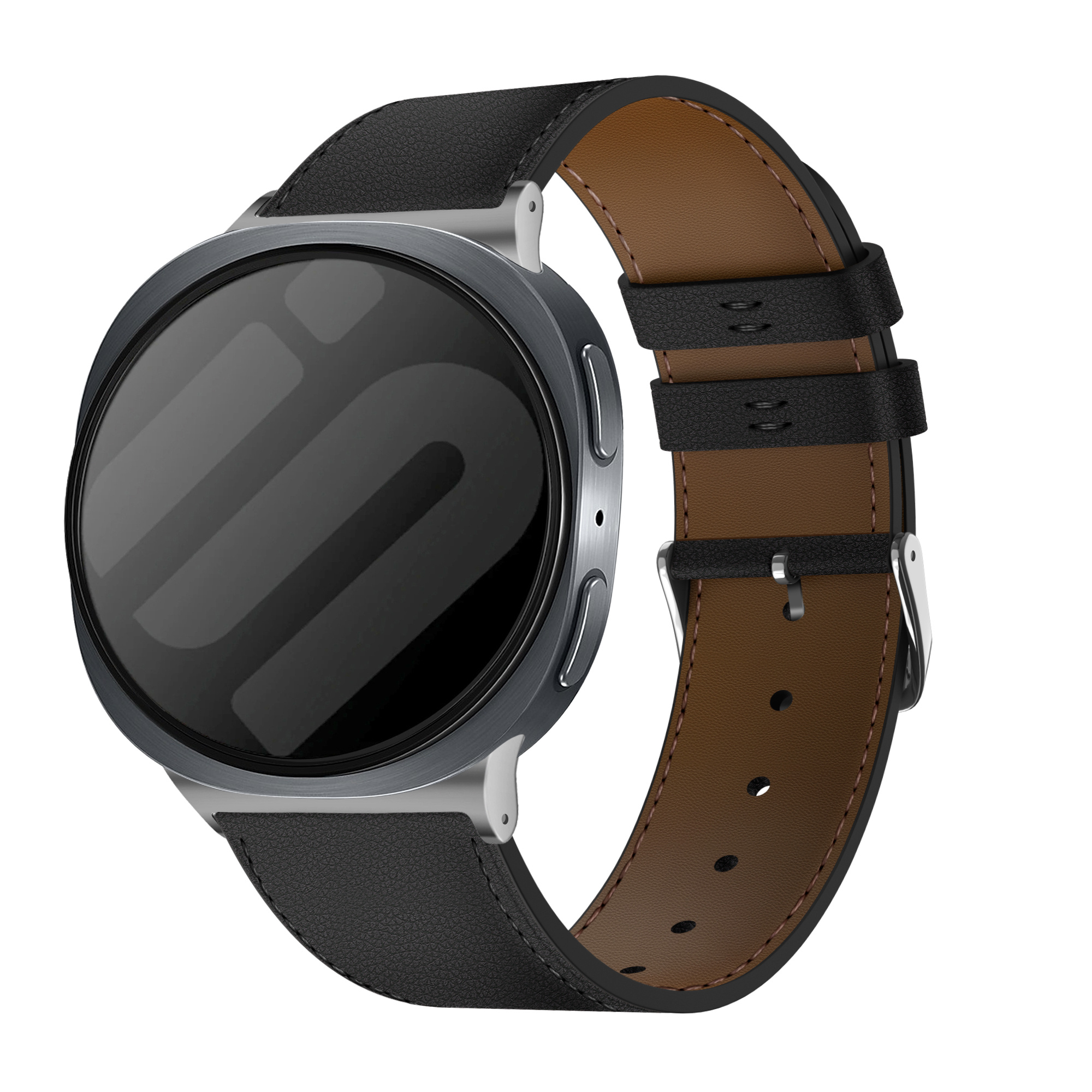Strap-it Samsung Galaxy Watch 8 - 44mm modern leren band (zwart)