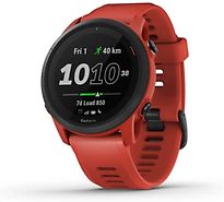 Garmin Forerunner 745 rood met een rode siliconen polsband - refurbished
