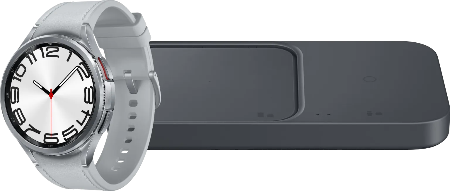 Samsung Galaxy Watch 6 Classic Zilver 47mm +  Duo Draadloze Oplader