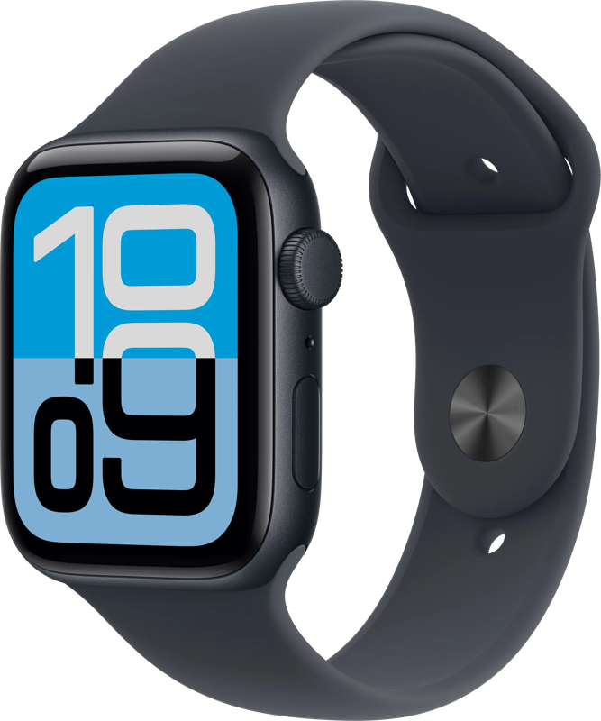 Apple Watch SE (2025) 44mm Midnight Sportband S/M