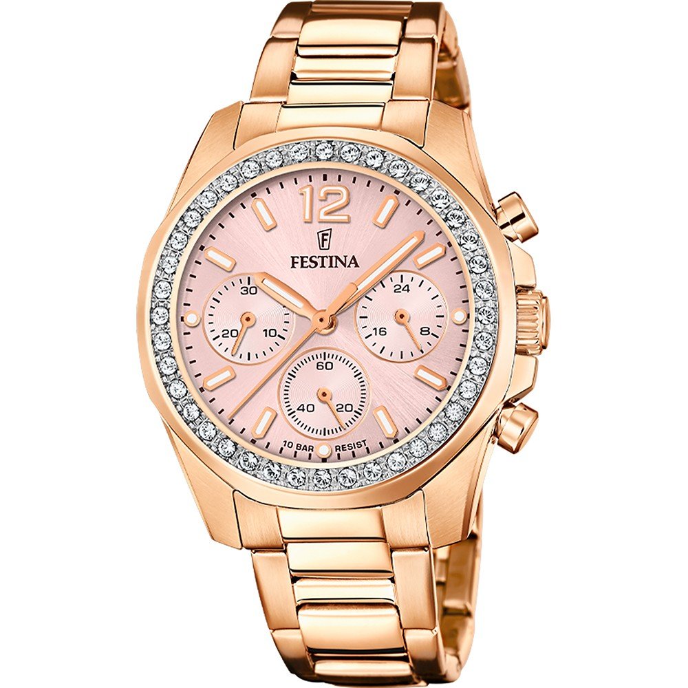 Festina Chronograaf Boyfriend Collection Horloge, quartz, dameshorloge, stopwatchfunctie, regenboog