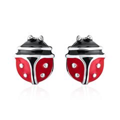 Unique Meisjes oorbellen lieveheersbeestje in 925 sterling zilver