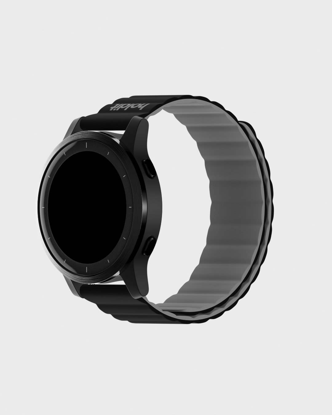 Holdit Watch Band Silicone Magnet Black/Gray 20mm