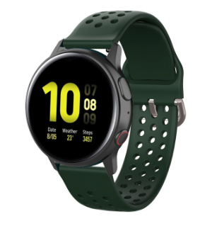 Samsung Galaxy Watch 41mm / 42mm siliconen bandje met gaatjes (legergroen)