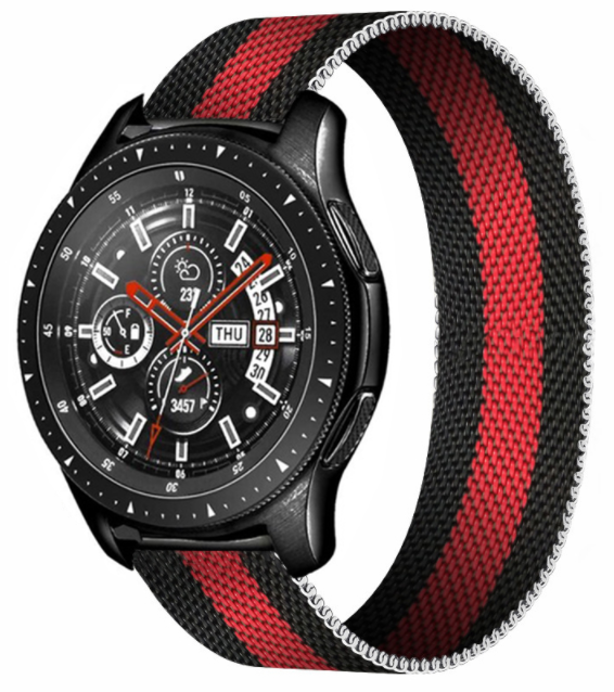 Samsung Galaxy Watch 46mm Milanese band (zwart/rood)