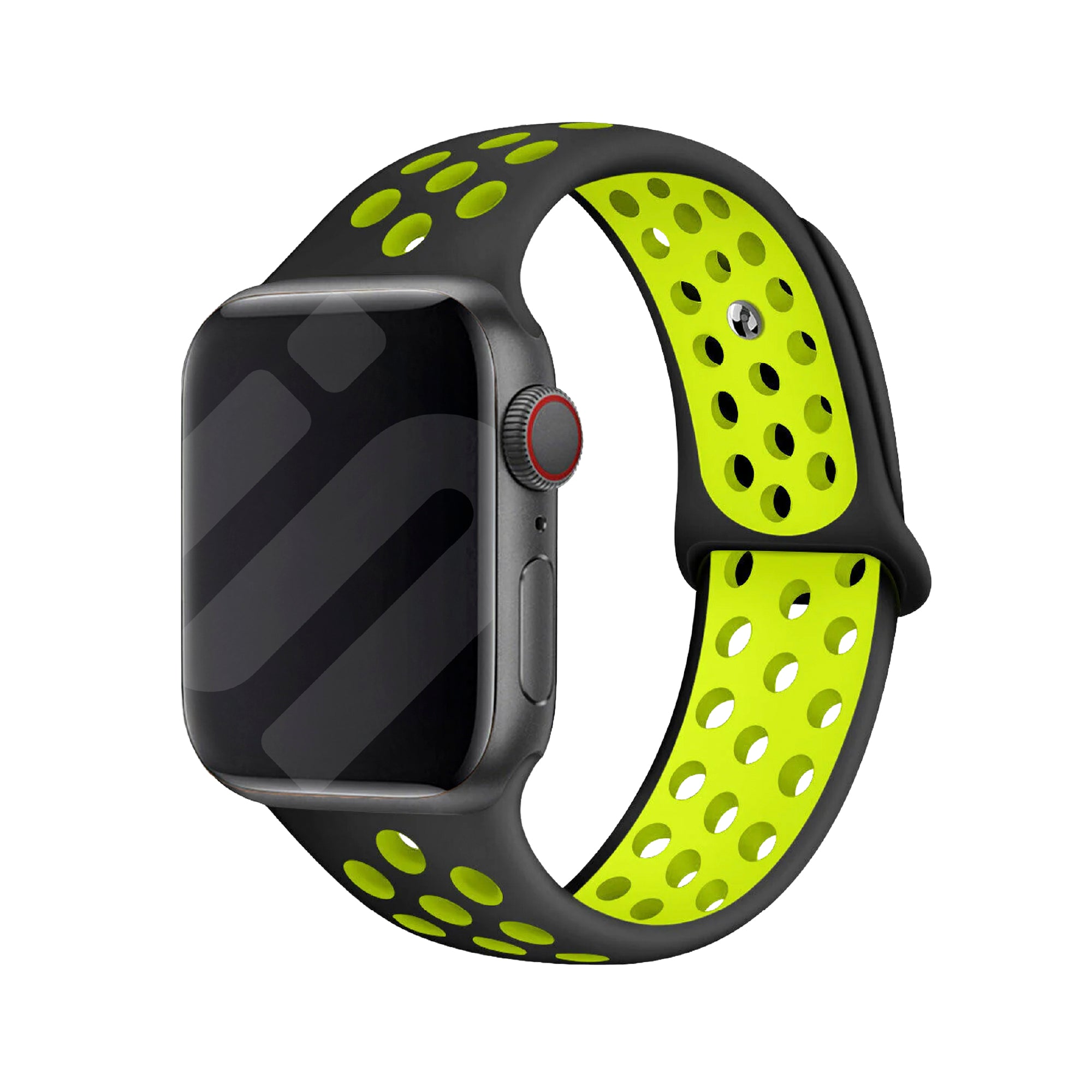 Apple Watch sport band (zwart/geel)