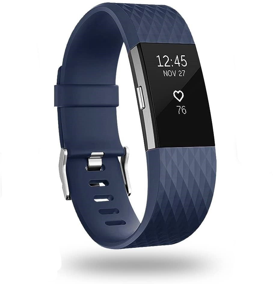 Fitbit Charge 2 diamant silicone band (donkerblauw)