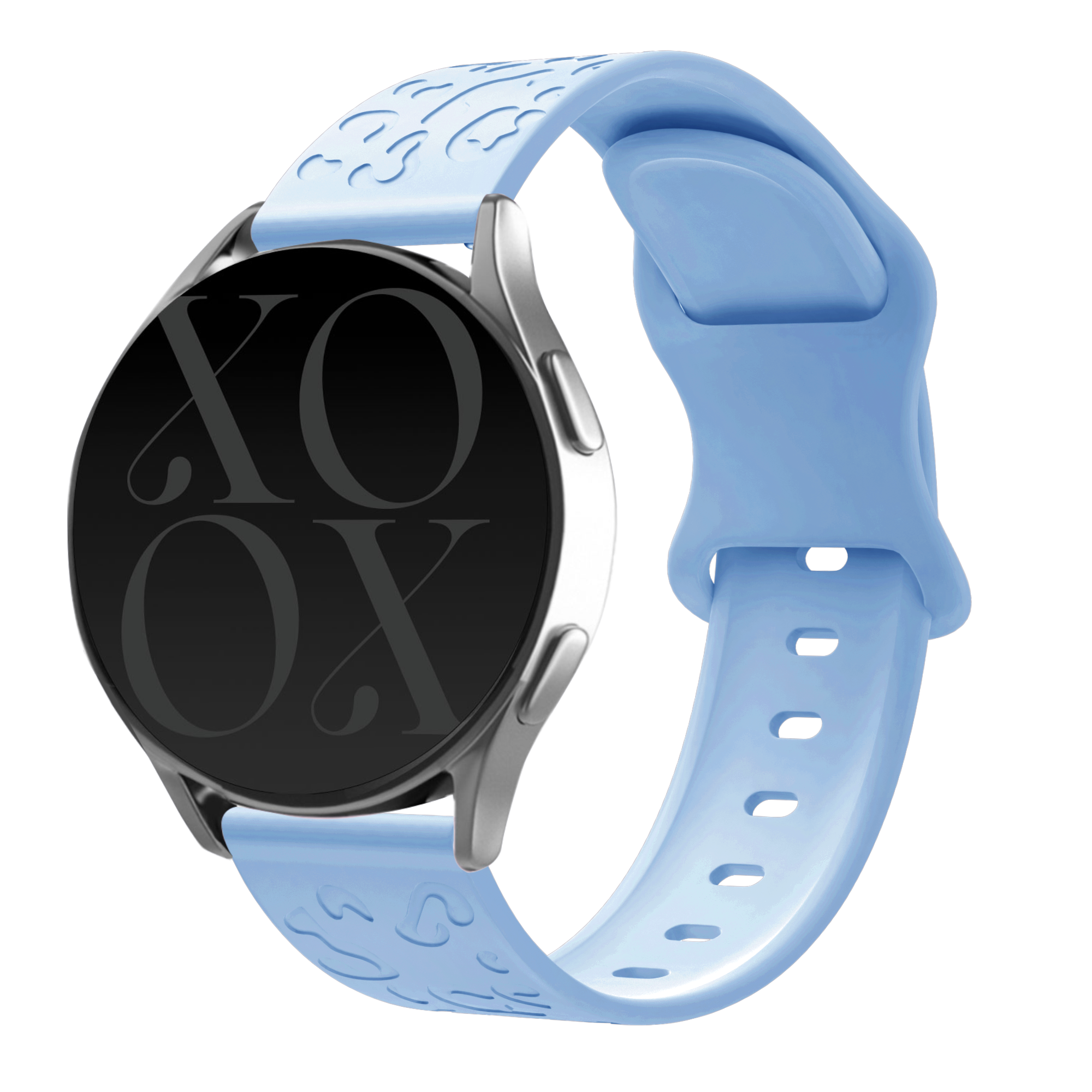 xoxo Wildhearts Universeel 20mm siliconen bandje Leopard Print (lichtblauw)