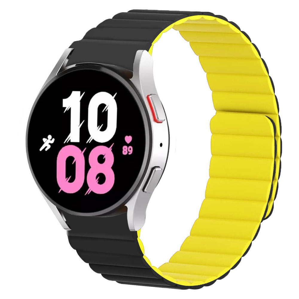 Samsung Galaxy Watch 5 44mm magnetisch siliconen bandje perfect fit (zwart/geel)