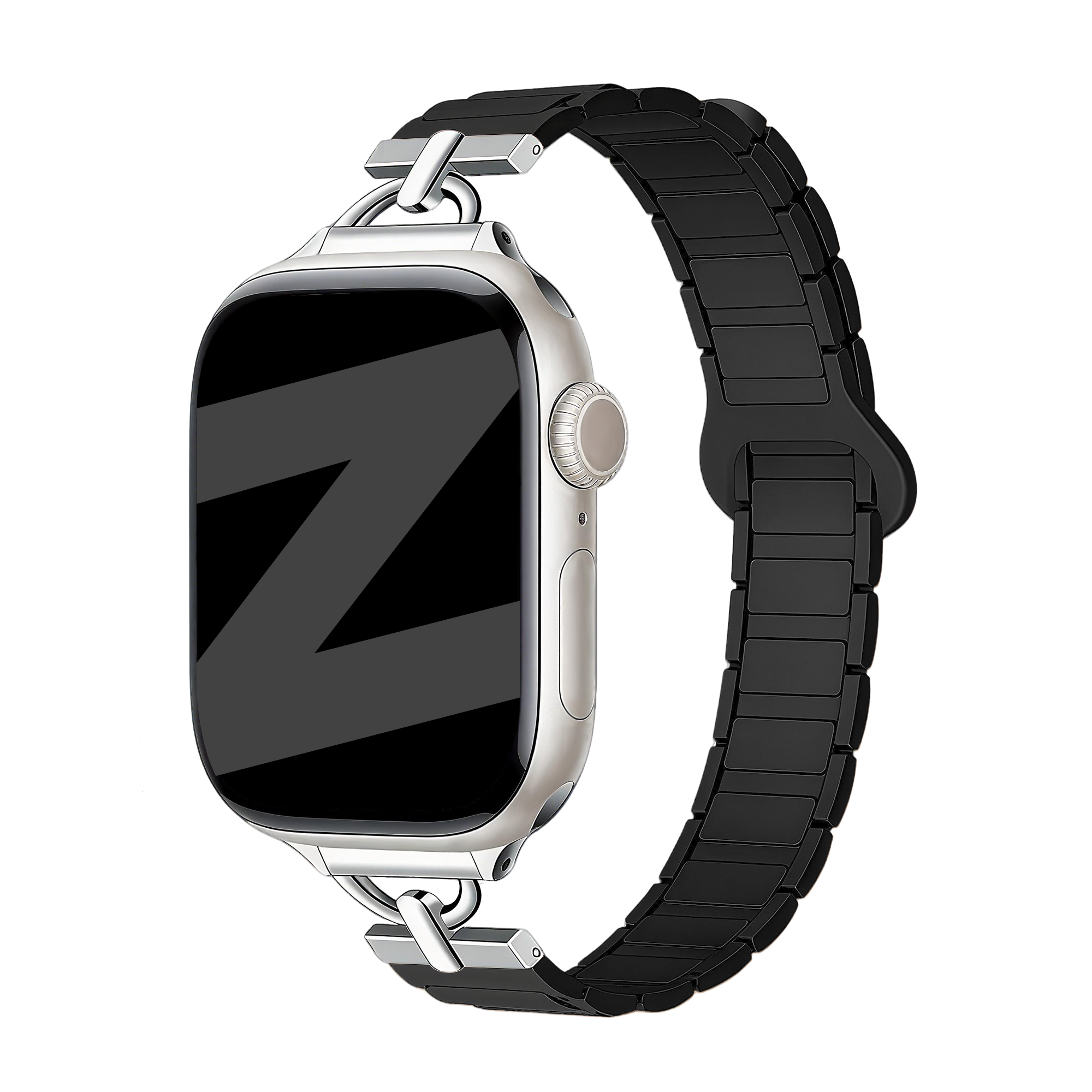Bandz Apple Watch magnetische siliconen band 'Slim' (zwart)