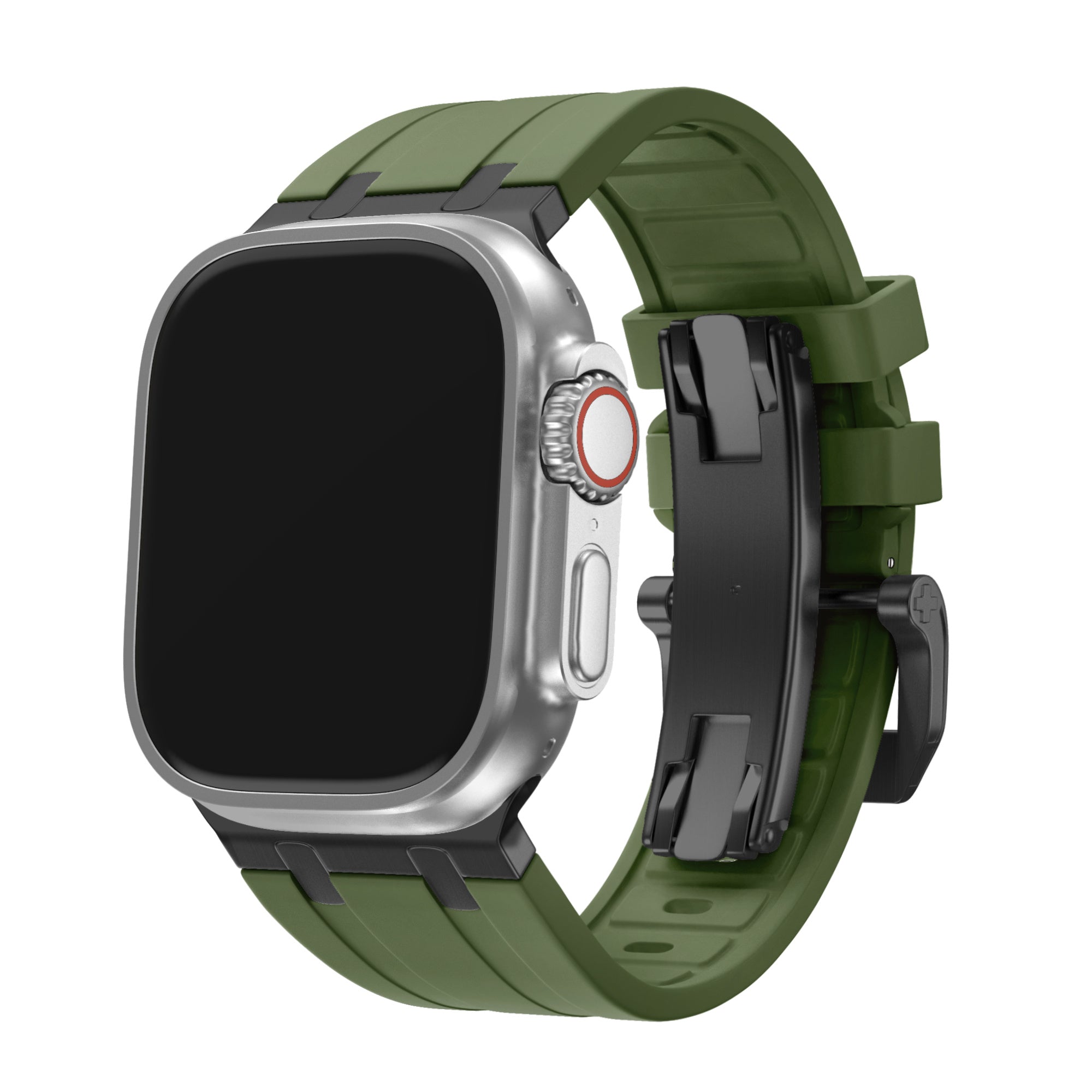 BALR Apple Watch Ultra liquid siliconen band (groen/zwart)