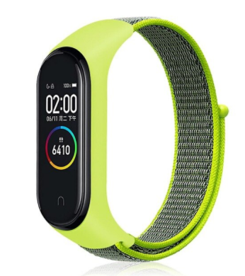 Xiaomi Mi band 3 / 4 nylon bandje (geel-groen)