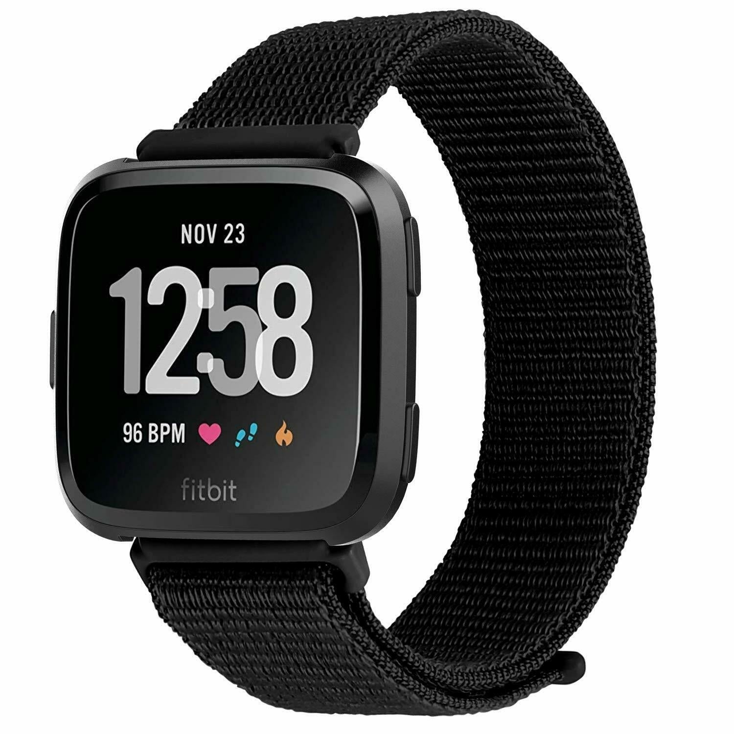 Fitbit Versa / Versa 2 nylon bandje (zwart)