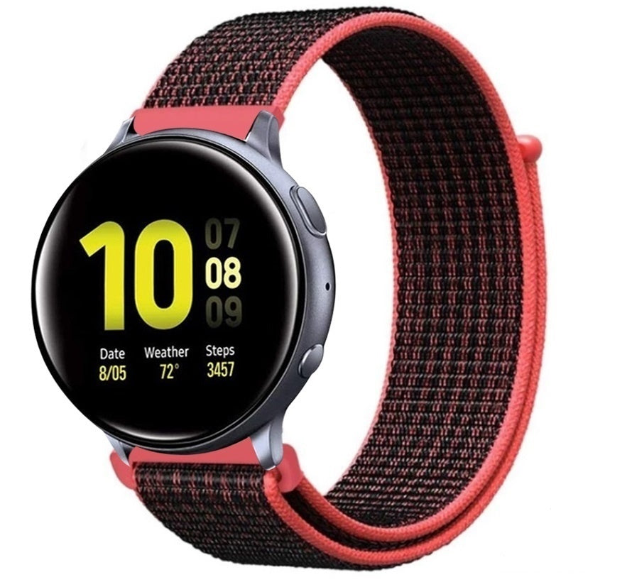 Samsung Galaxy Watch Active / Active2 nylon bandje (zwart/koraal)