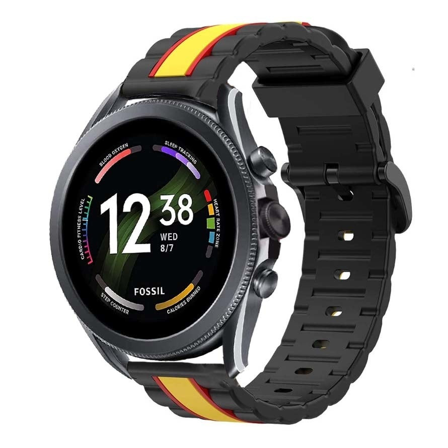 Fossil Gen 6 - 44mm Special Edition band (zwart/geel)