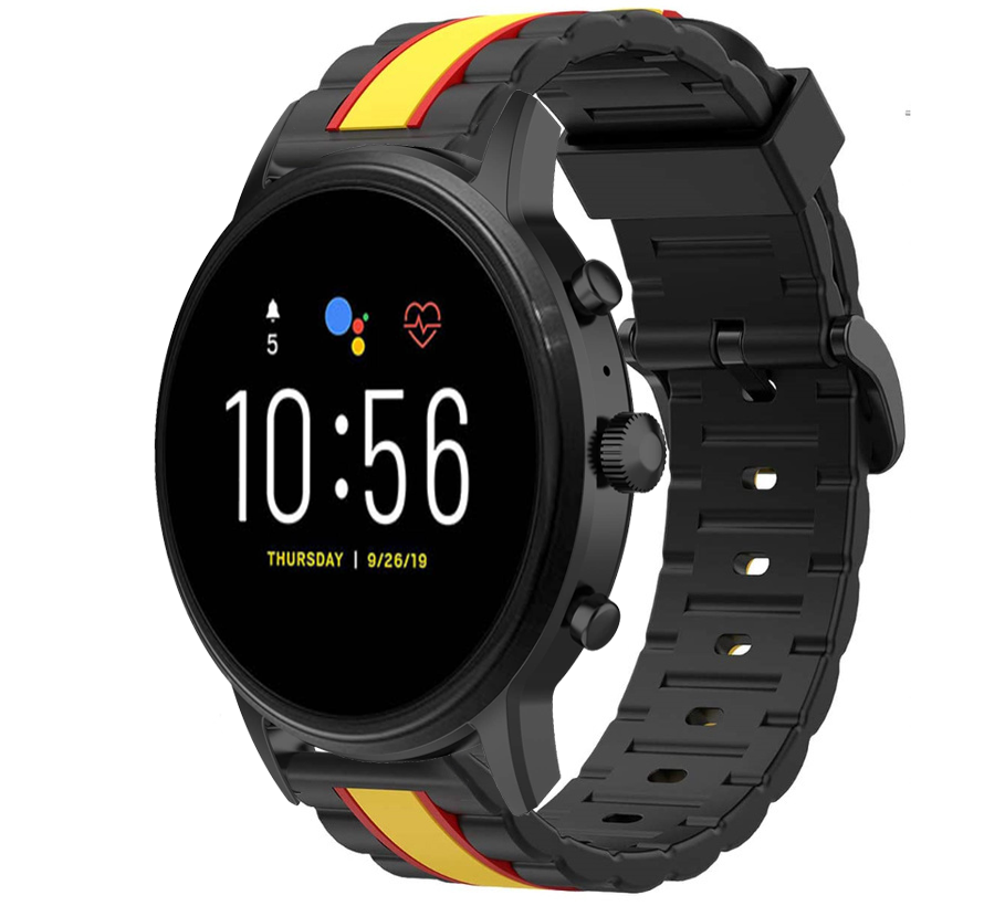 Fossil Gen 5 Special Edition band (zwart/geel)