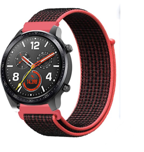 Huawei Watch GT 2 nylon band (zwart/koraal)