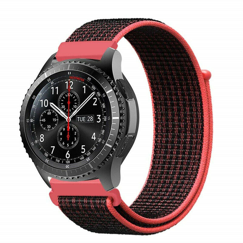 Samsung Galaxy Watch 46mm nylon bandje (zwart/koraal) - 22mm bandbreedte